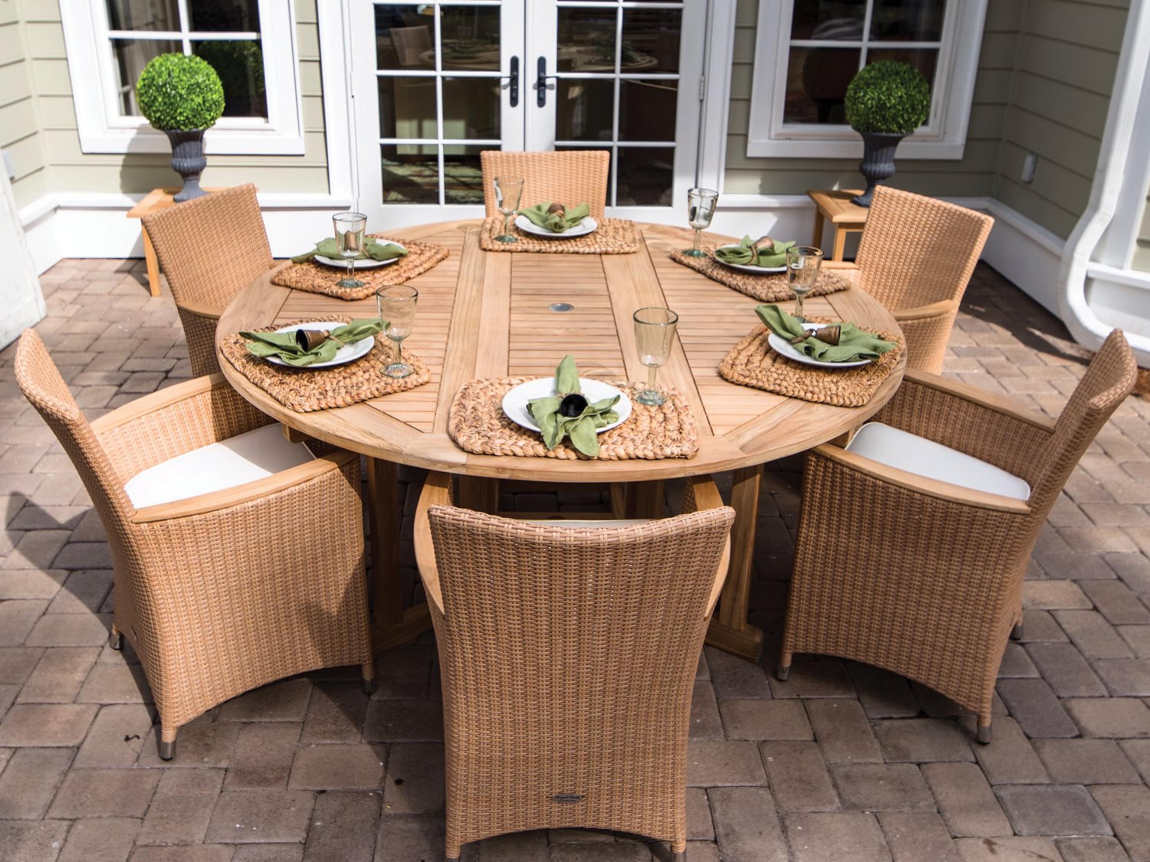 Royal Teak Collection Helena Wicker Outdoor Dining Set