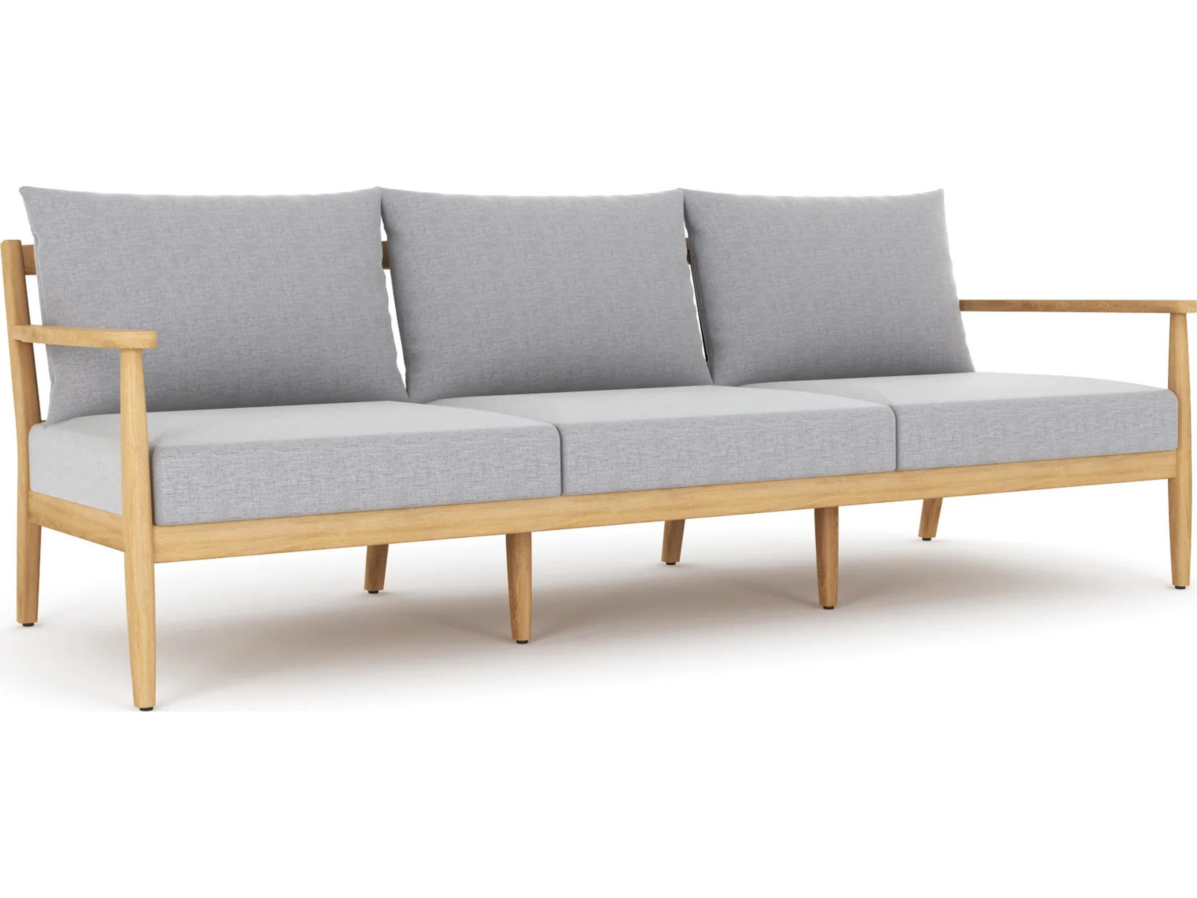 Royal Teak Collection Palma Teak Cushion Stationary Sofa in Granite Cushions