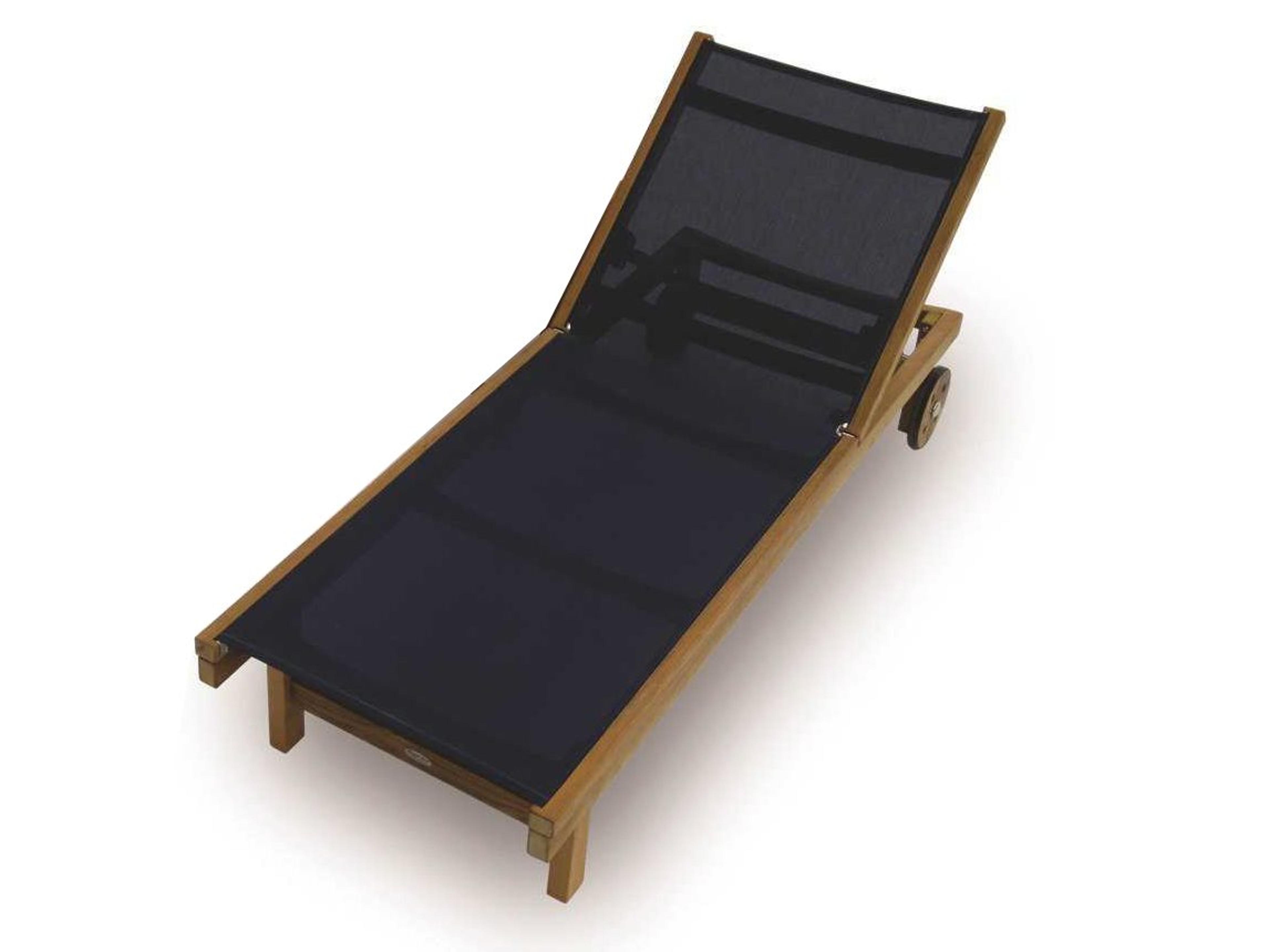 Royal Teak Collection Sundaze Navy Sling Adjustable Outdoor Patio Chaise Lounge