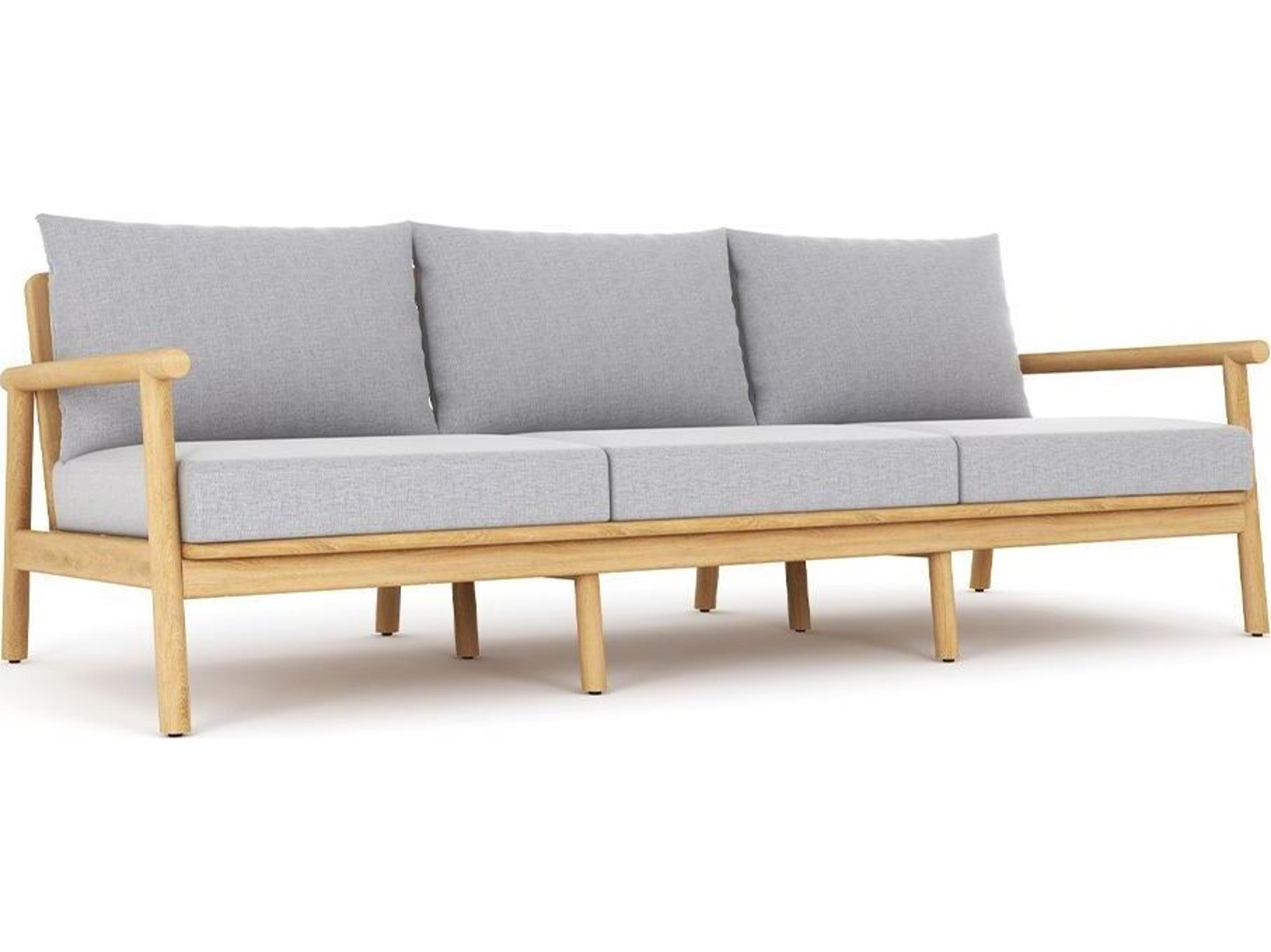 Royal Teak Collection Seville Teak Cushion Stationary Sofa in Granite Cushions