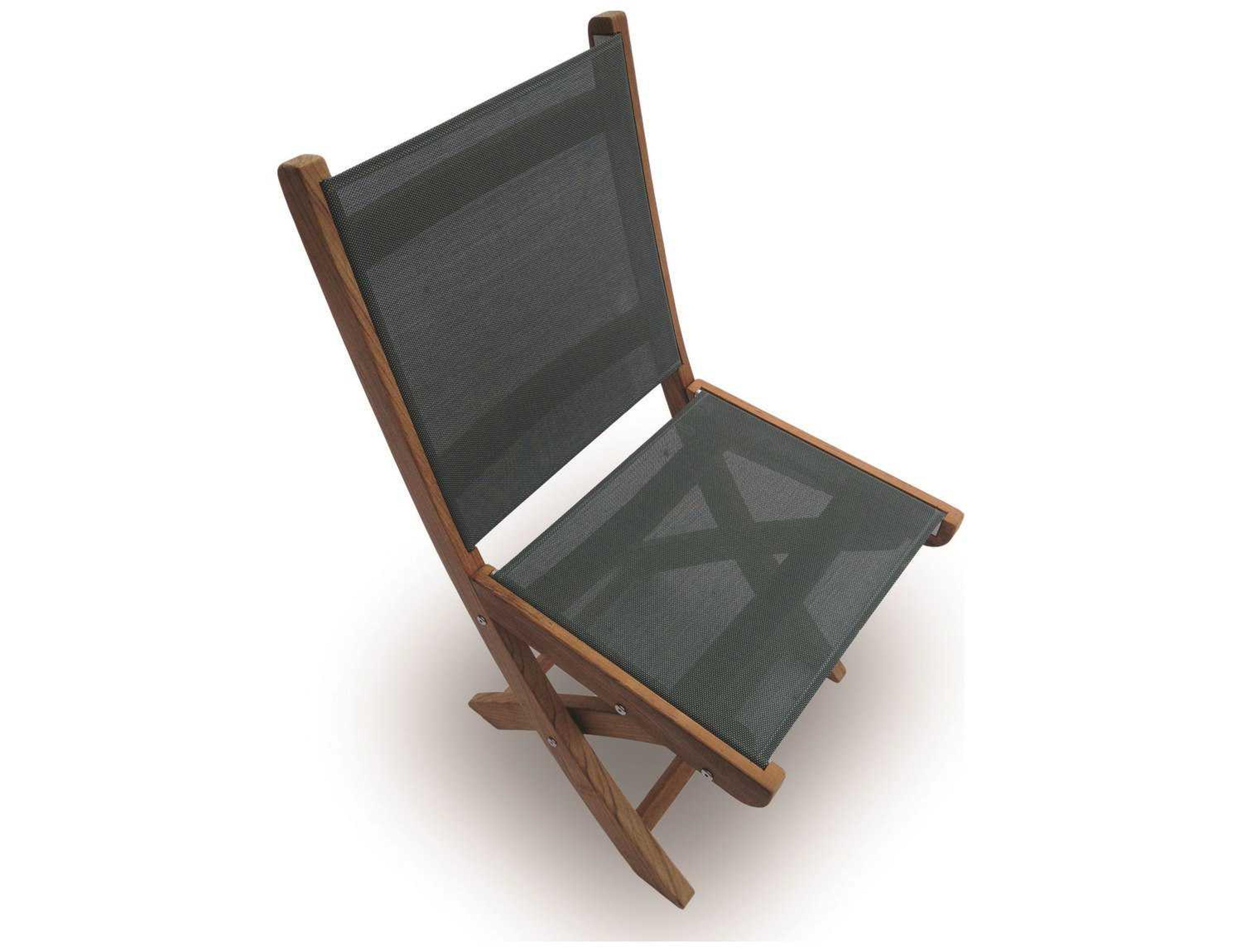 Royal Teak Collection Sailmate Moss Sling Folding Outdoor Patio Dining Side Chair