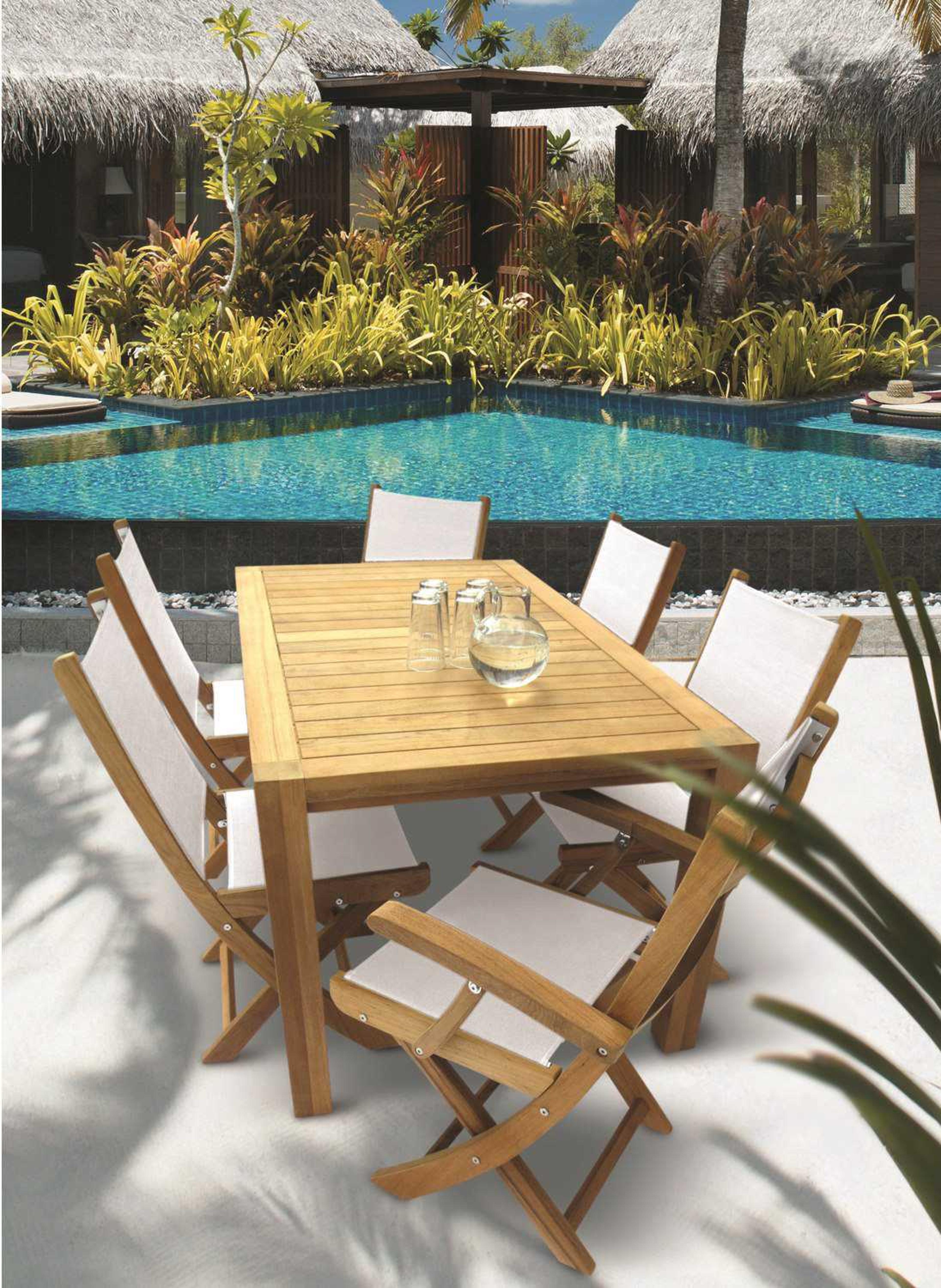 Royal Teak Collection Sailmate Sling Patio Dining Set
