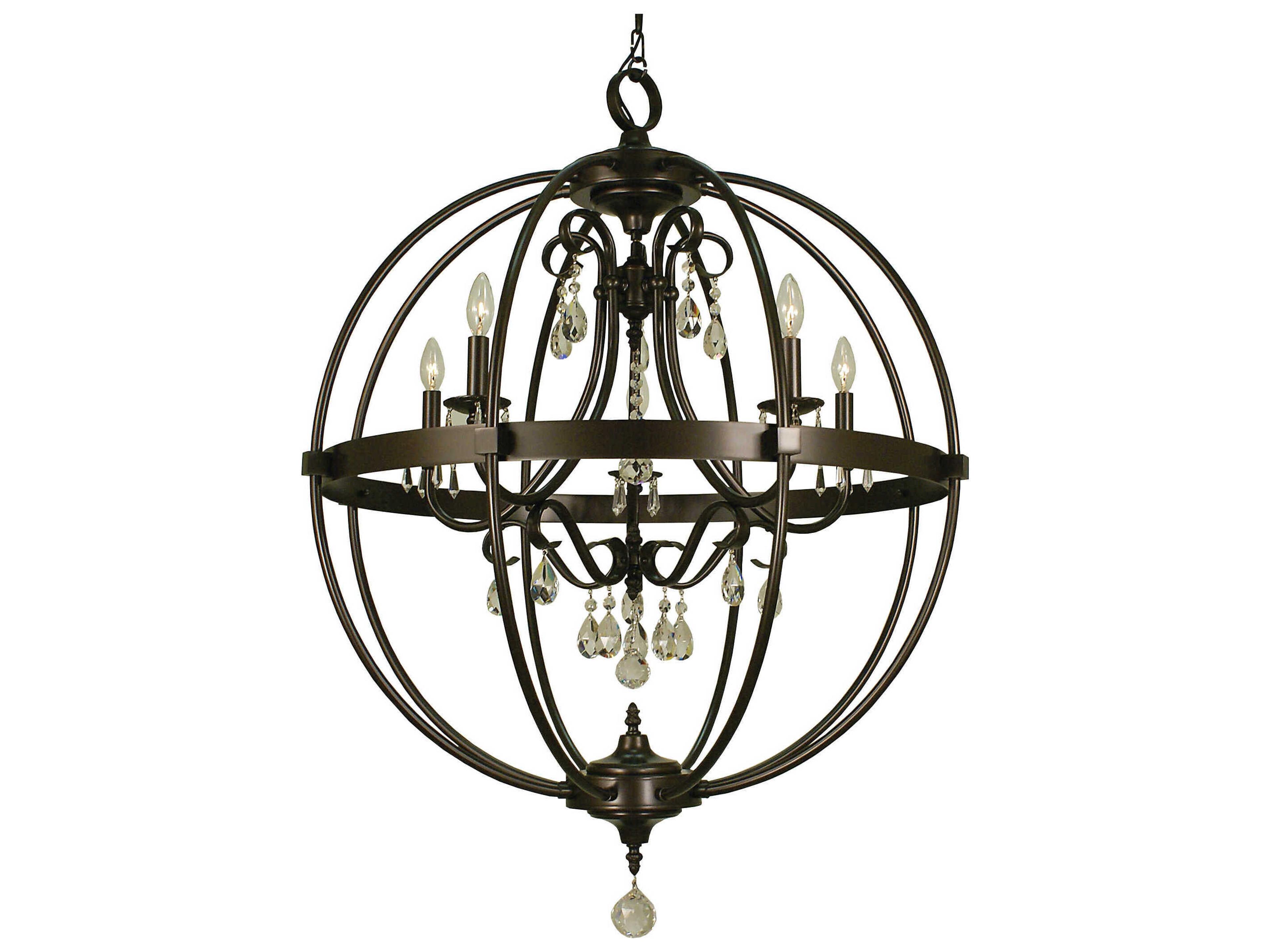 Framburg Compass 5-Light Crystal Globe Chandelier