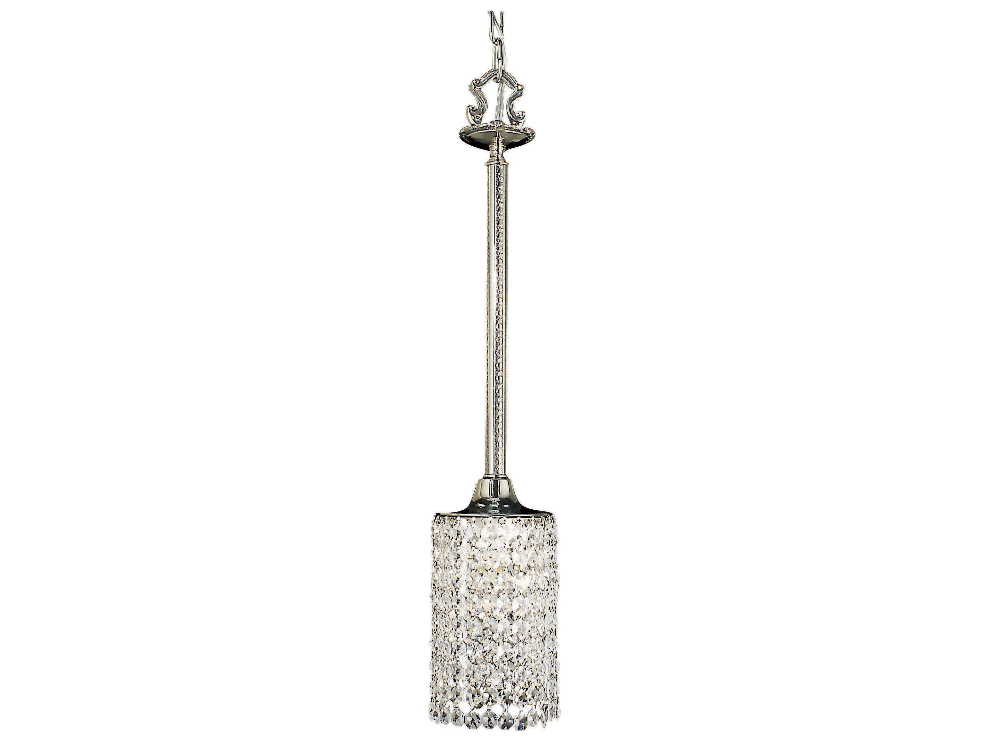 Framburg Princessa 1-Light Polished Silver Crystal Cylinder Mini Pendant