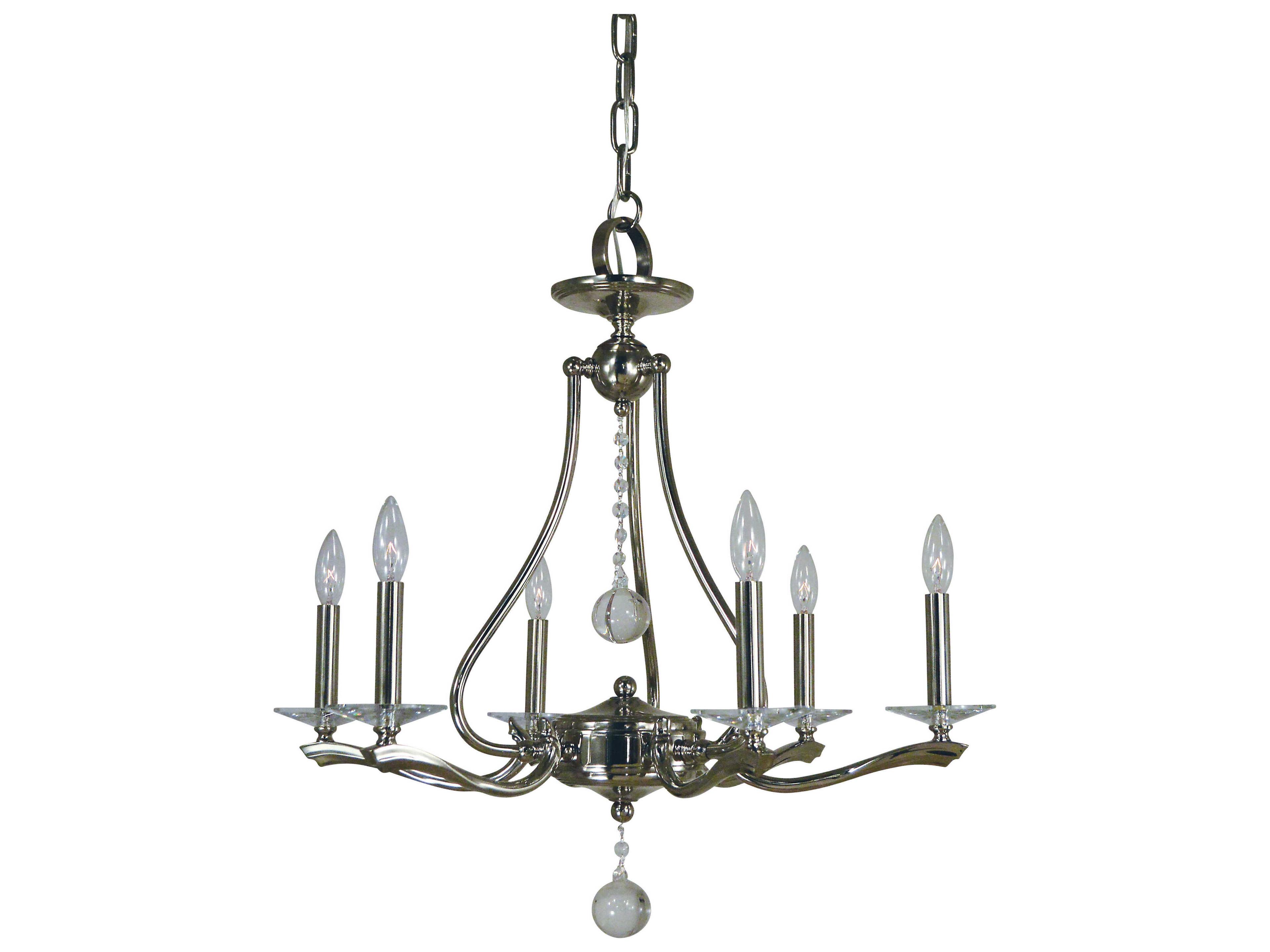 Framburg Allena 6-Light Polished Nickel Crystal Candelabra Chandelier