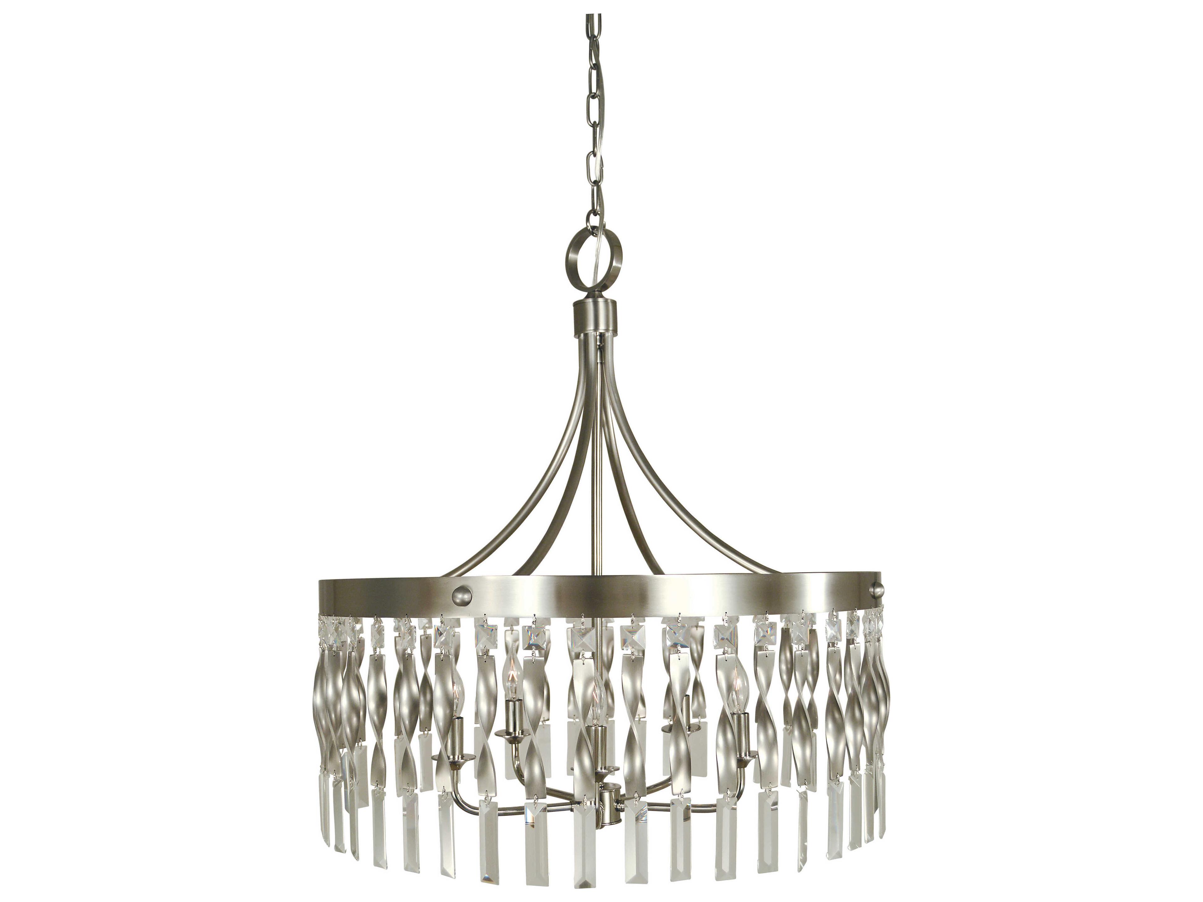 Framburg Adele 5-Light Satin Pewter Polished Nickel Crystal Candelabra Chandelier