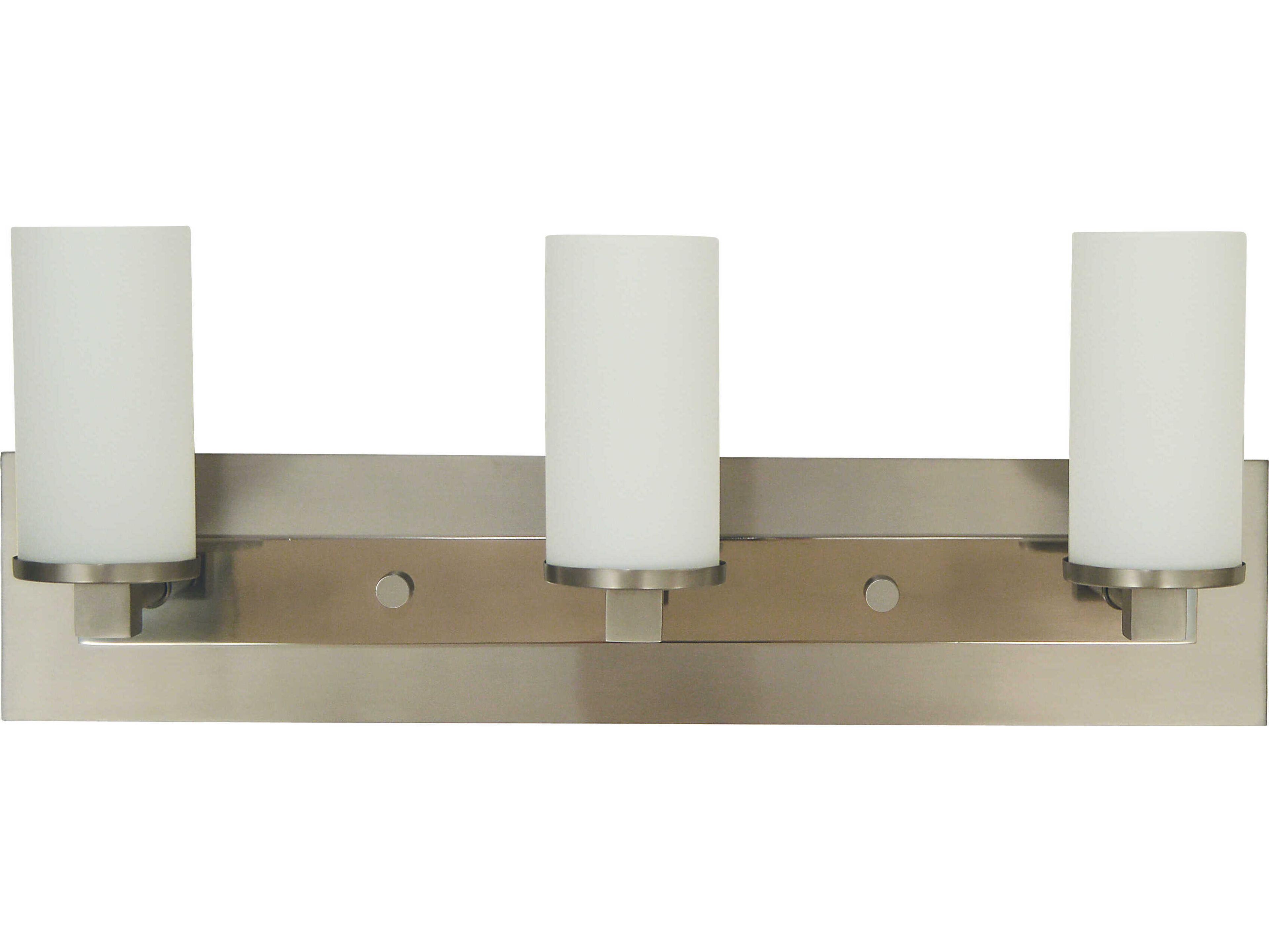 Framburg Mercer 3-Light Satin Pewter Polished Nickel Glass Vanity Light