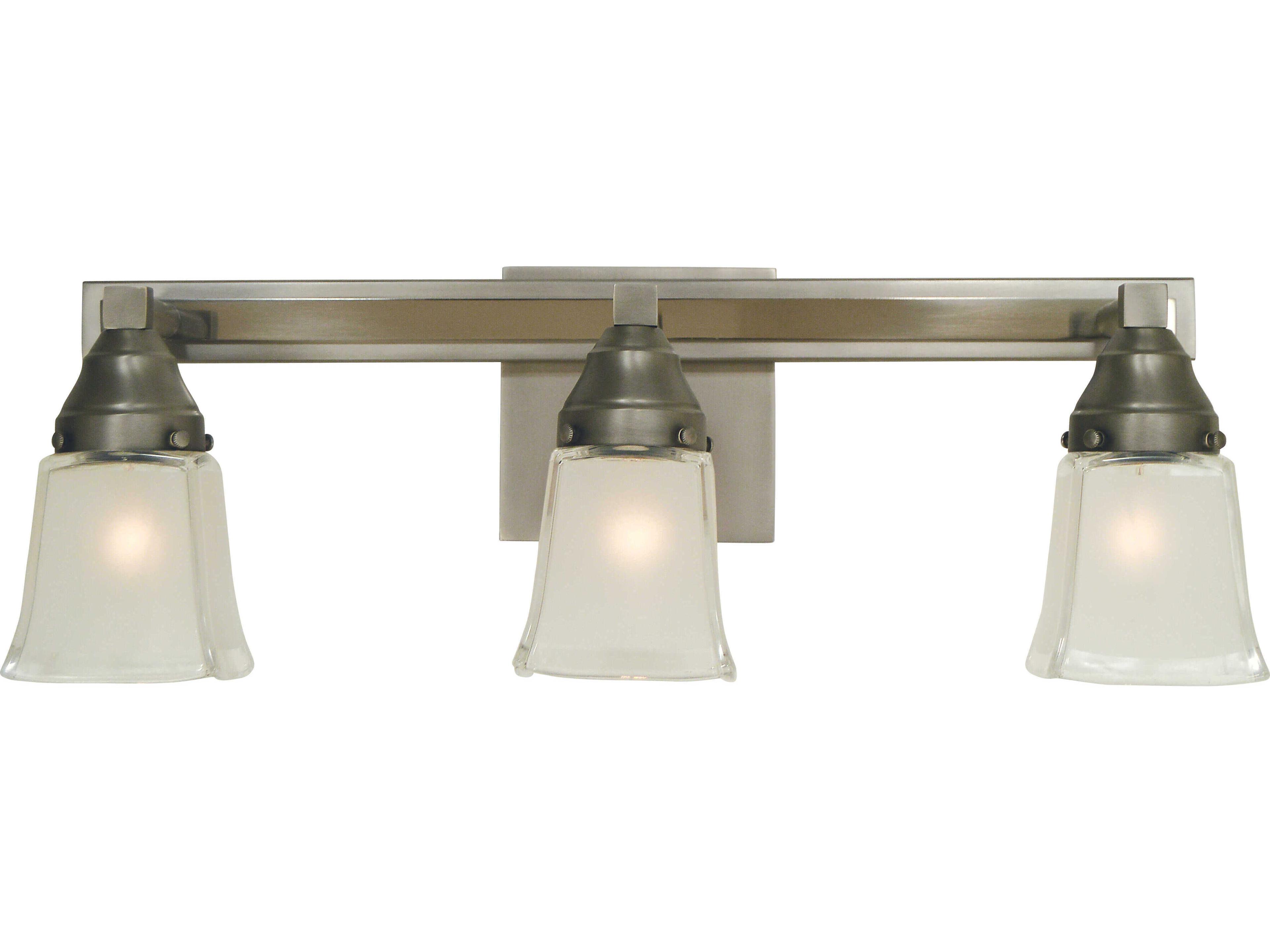 Framburg Mercer 3-Light Satin Pewter Polished Nickel Glass Vanity Light