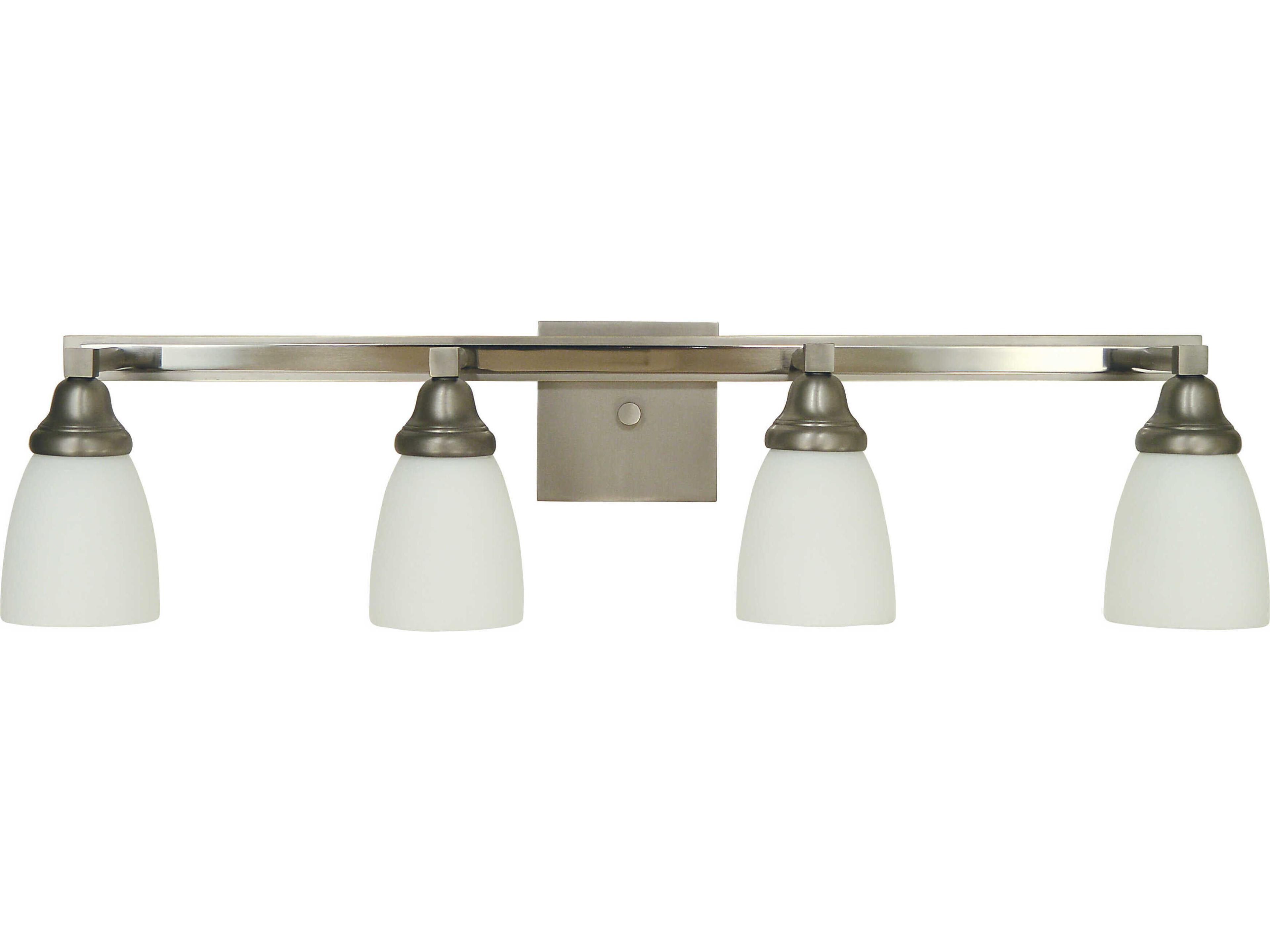 Framburg Mercer 4-Light Satin Pewter Polished Nickel Glass Vanity Light