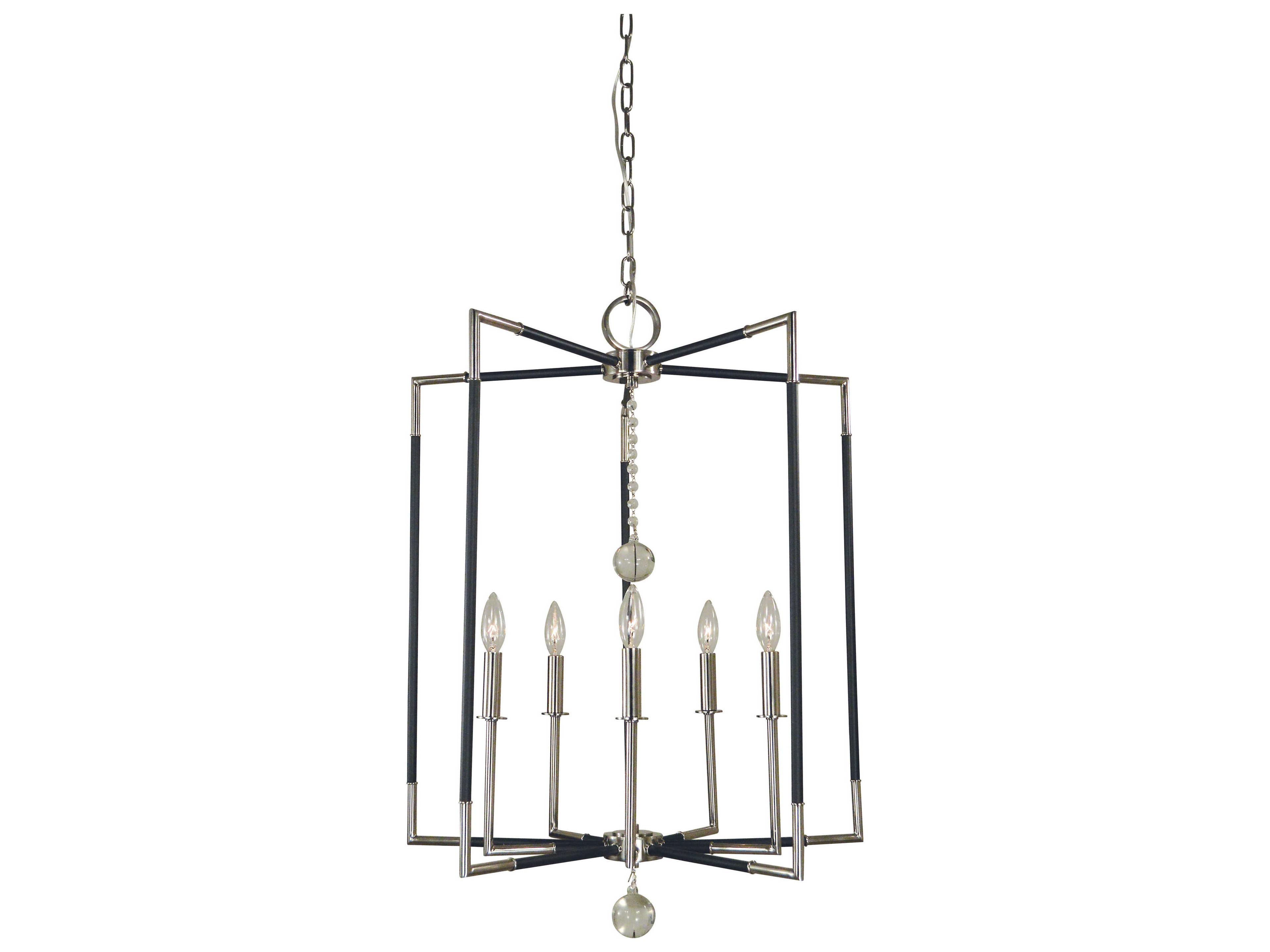 Framburg Felicity 5-Light Polished Nickel Matte Black Accents Crystal Candelabra Chandelier