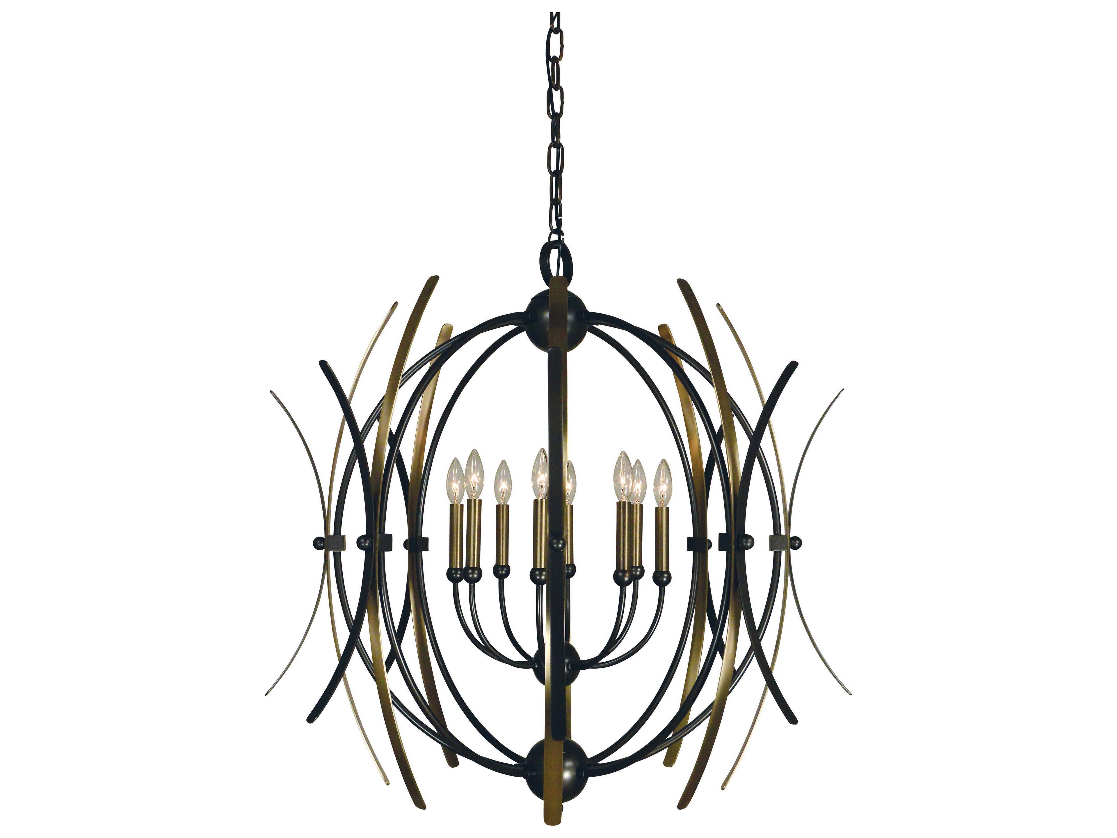 Framburg Monique 8-Light Mahogany Bronze Antique Brass Accents Candelabra Globe Chandelier