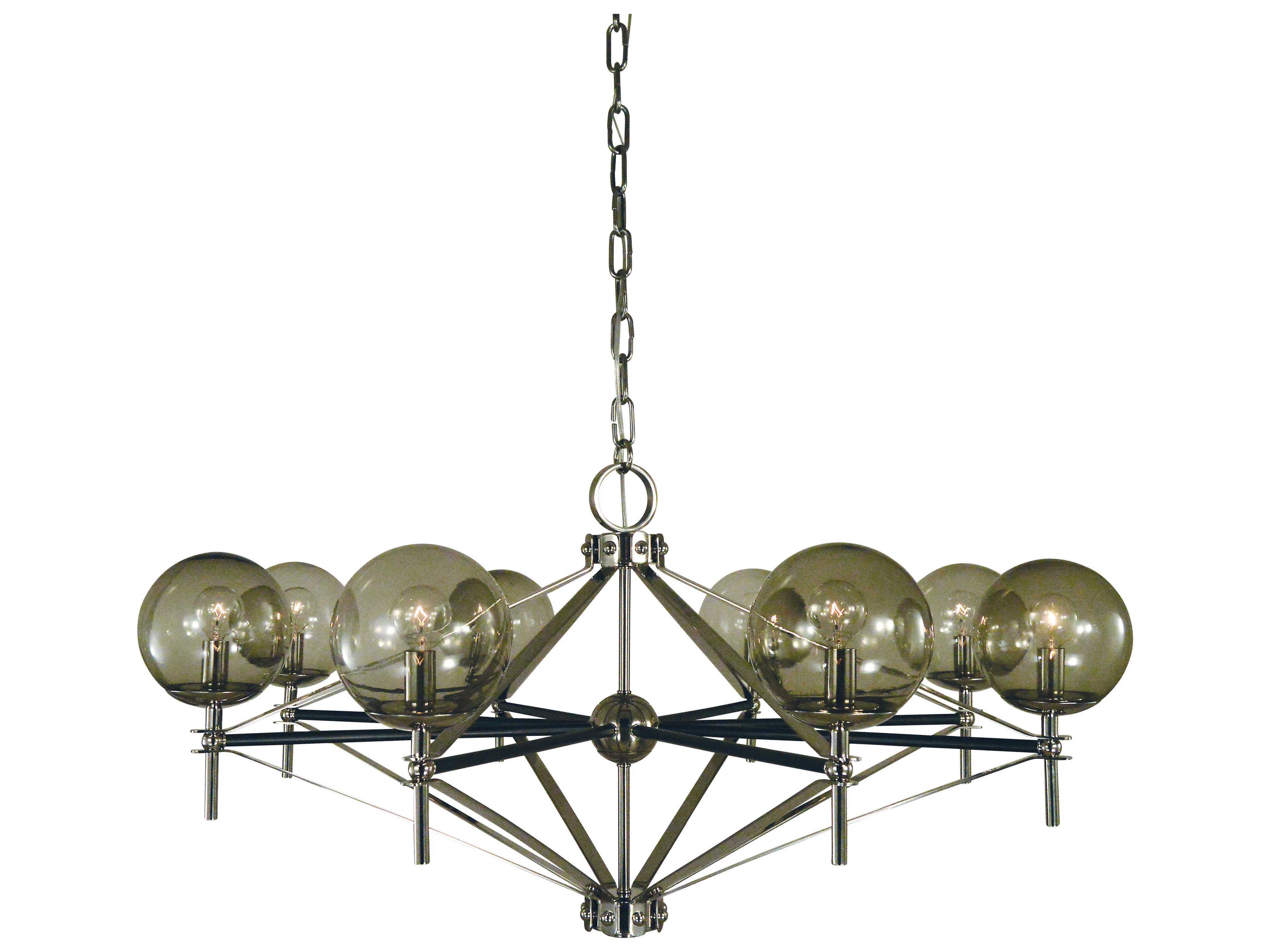 Framburg Calista 8-Light Polished Nickel Matte Black Accents Glass Globe Chandelier