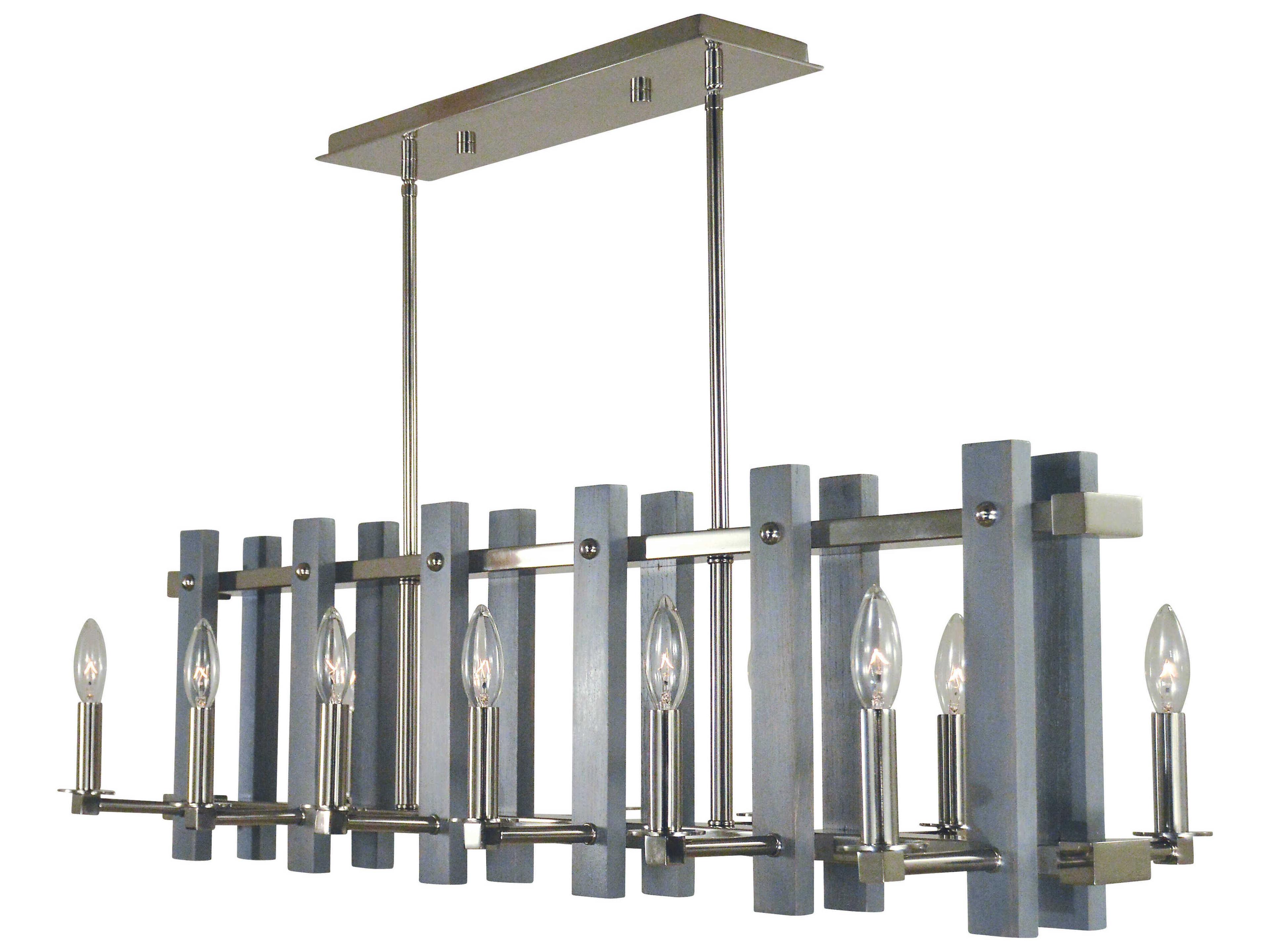 Framburg Arcadia 12-Light Polished Nickel Linear Island Pendant