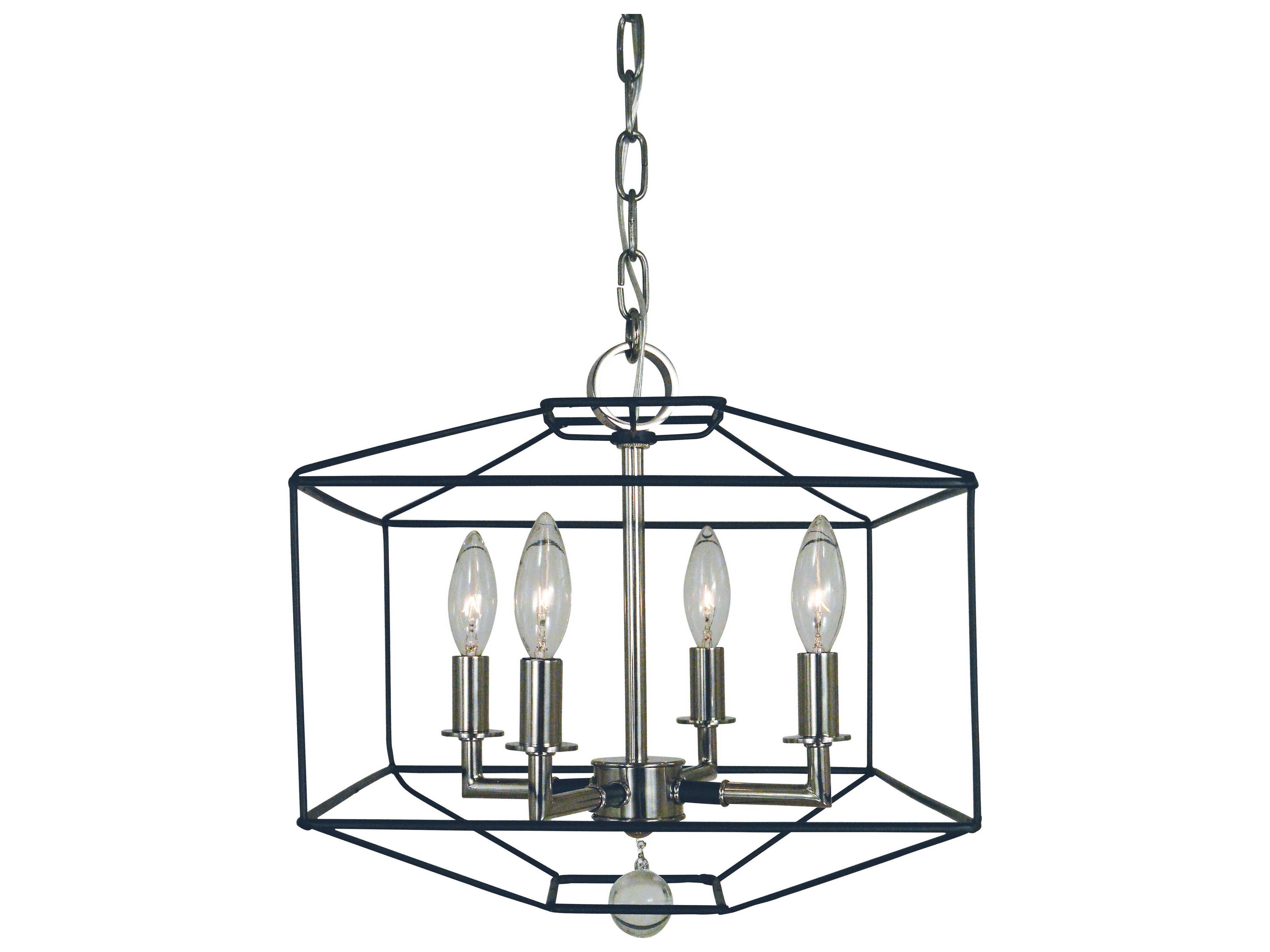 Framburg Isabella 4-Light Polished Nickel Matte Black Accents Crystal Candelabra Chandelier