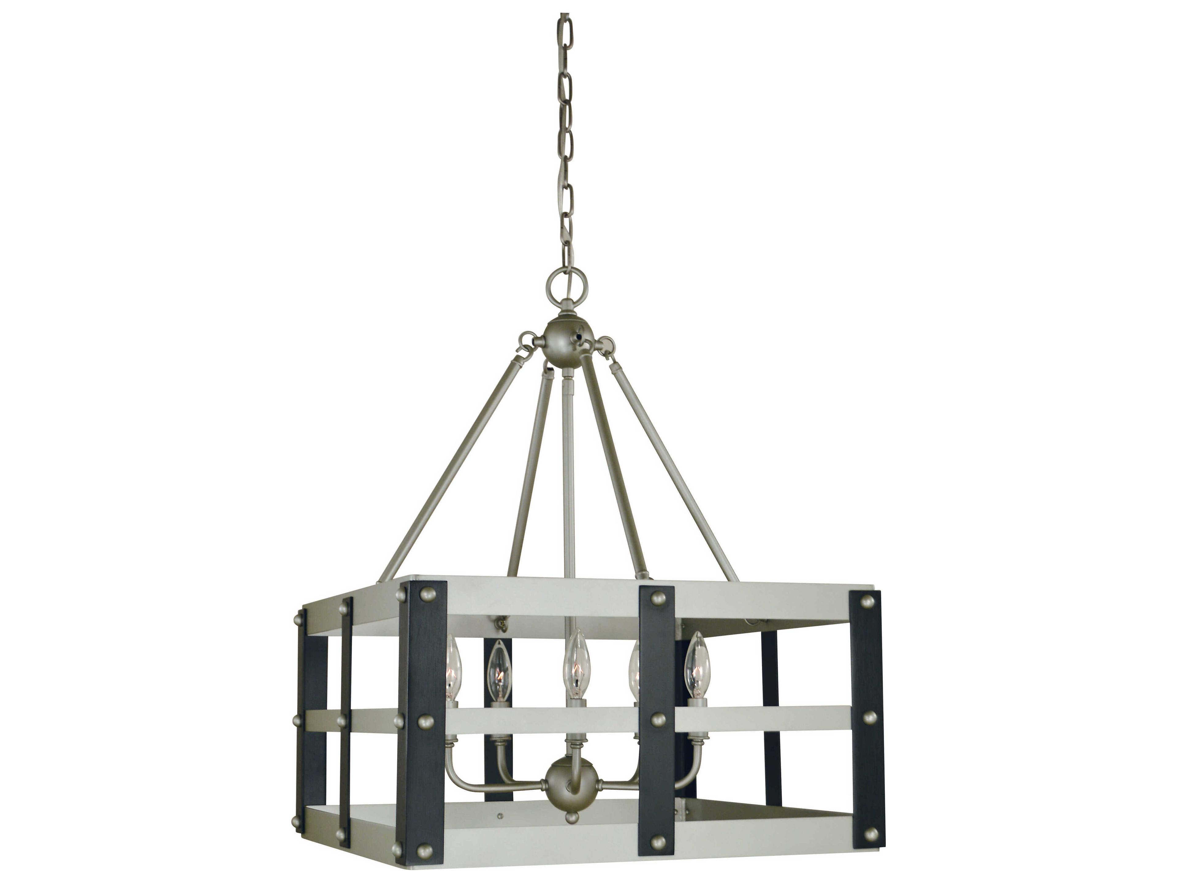 Framburg Metro Artisan 5-Light Satin Pewter Matte Black Candelabra Chandelier