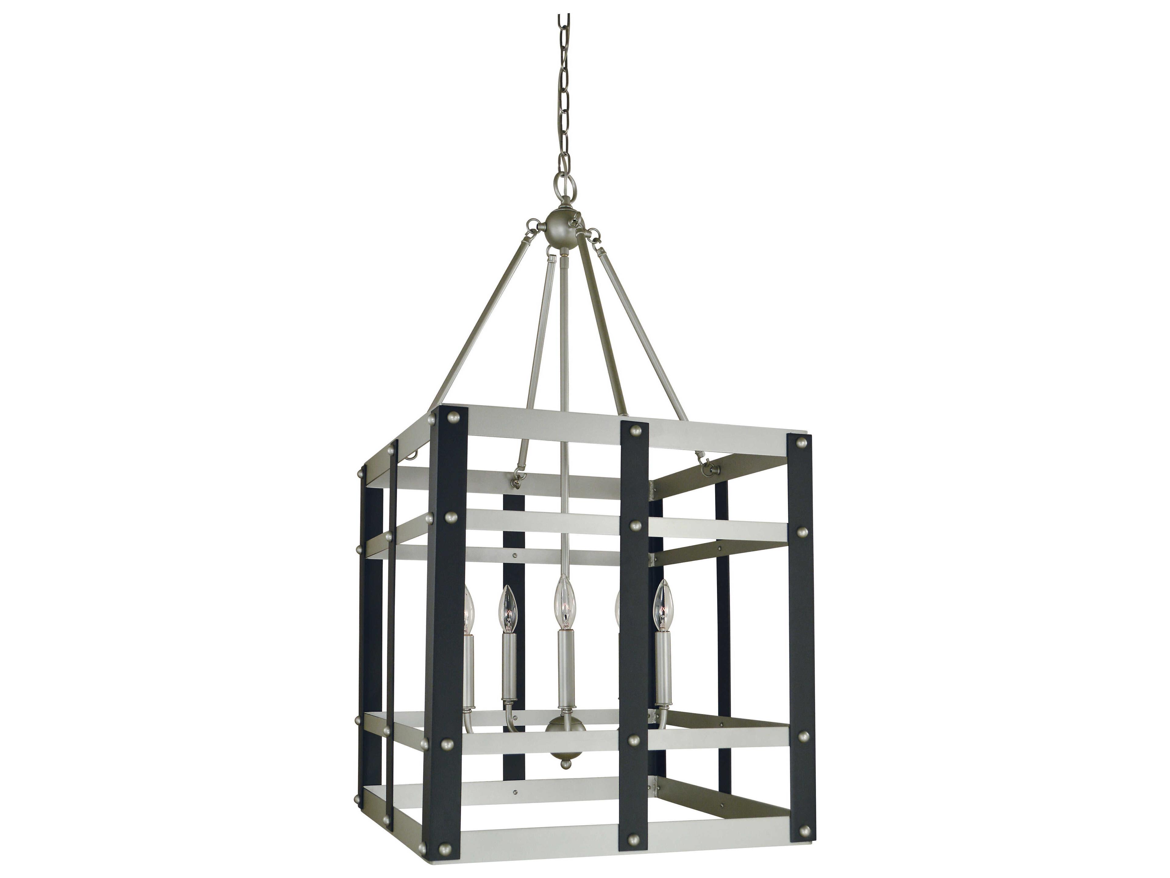 Framburg Metro Artisan 5-Light Satin Pewter Matte Black Candelabra Chandelier