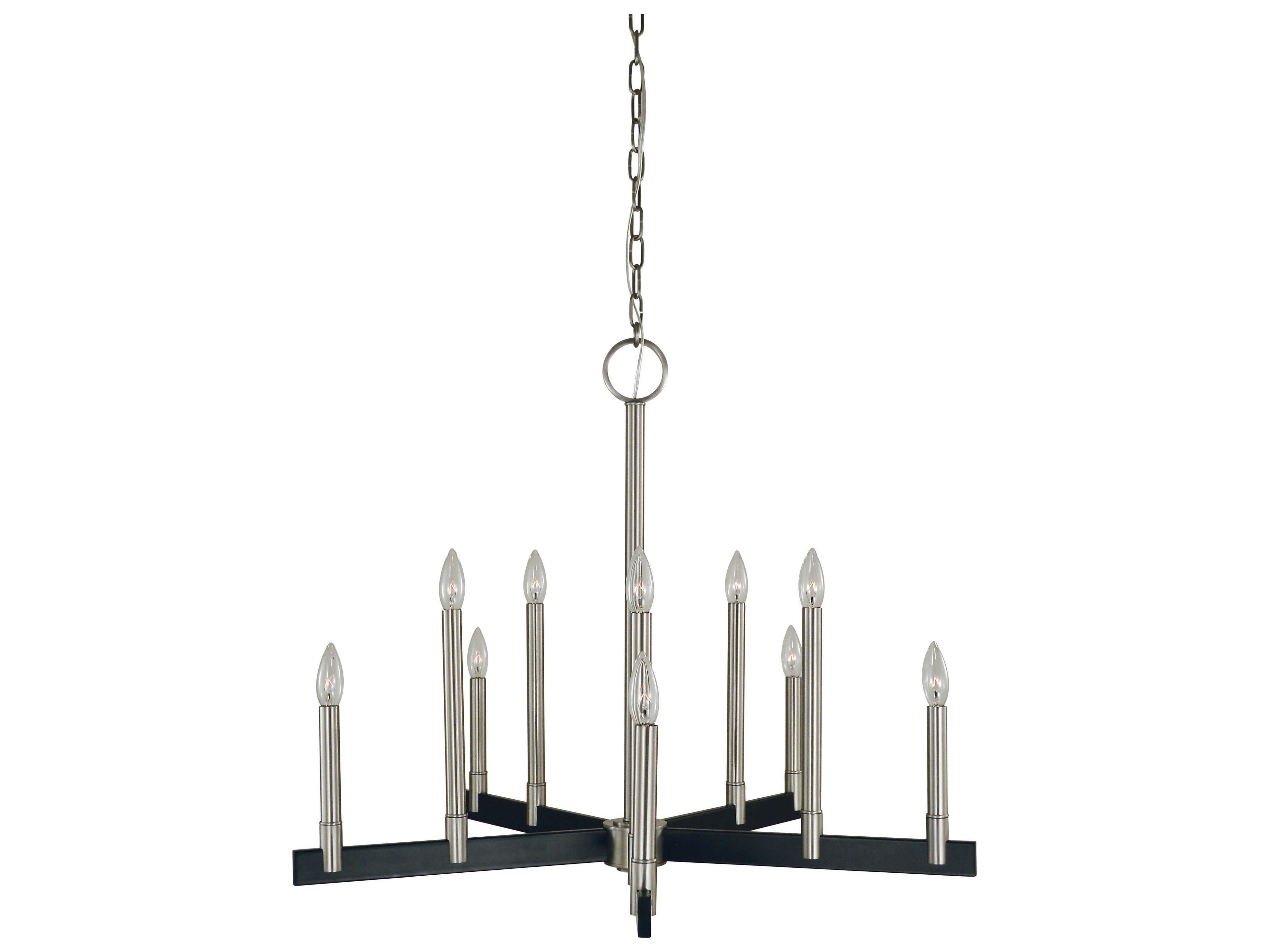 Framburg Jessica 10-Light Brushed Nickel Matte Black Candelabra Chandelier