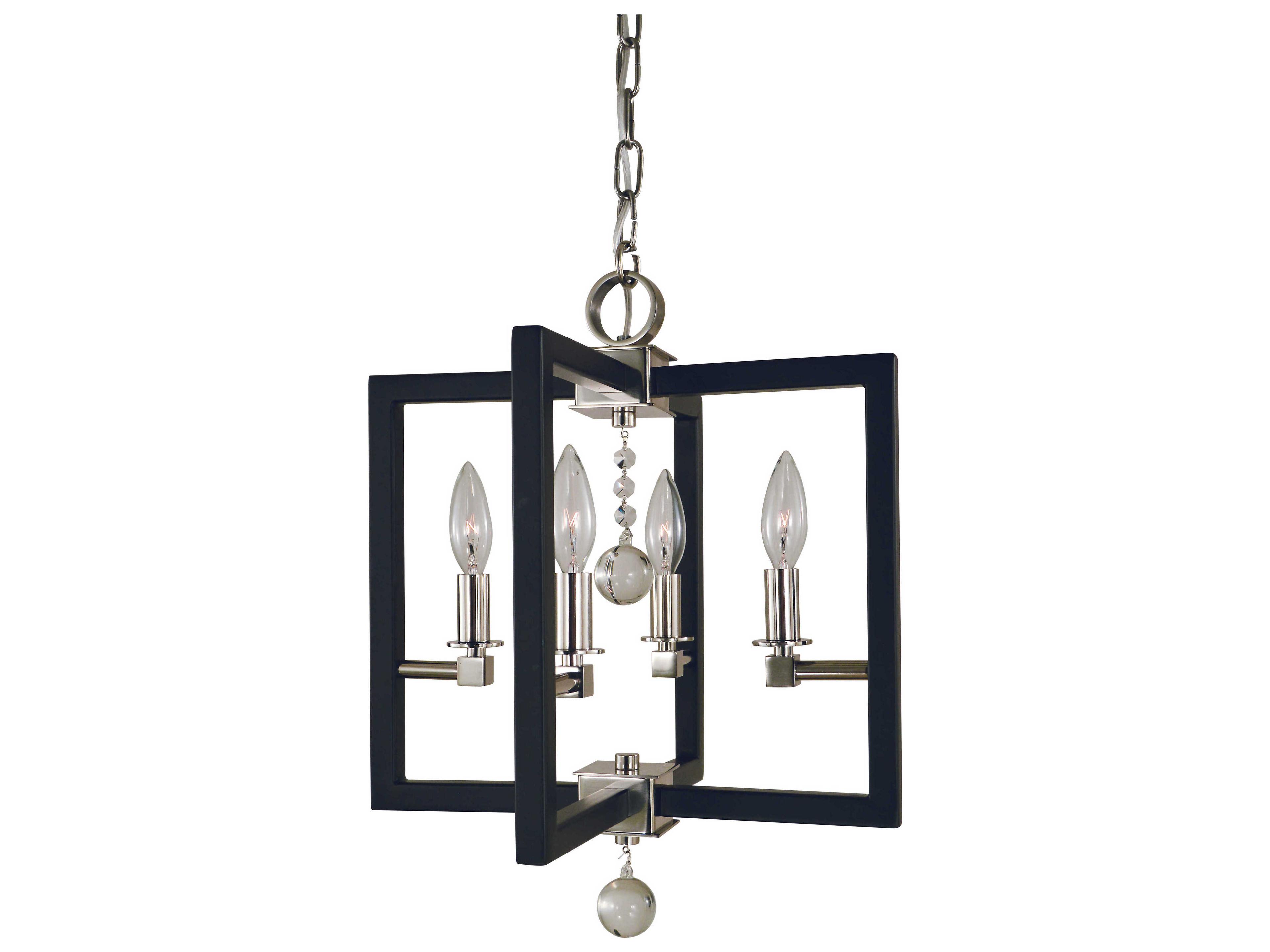 Framburg Minimalist Elegant 4-Light Polished Nickel Matte Black Candelabra Chandelier
