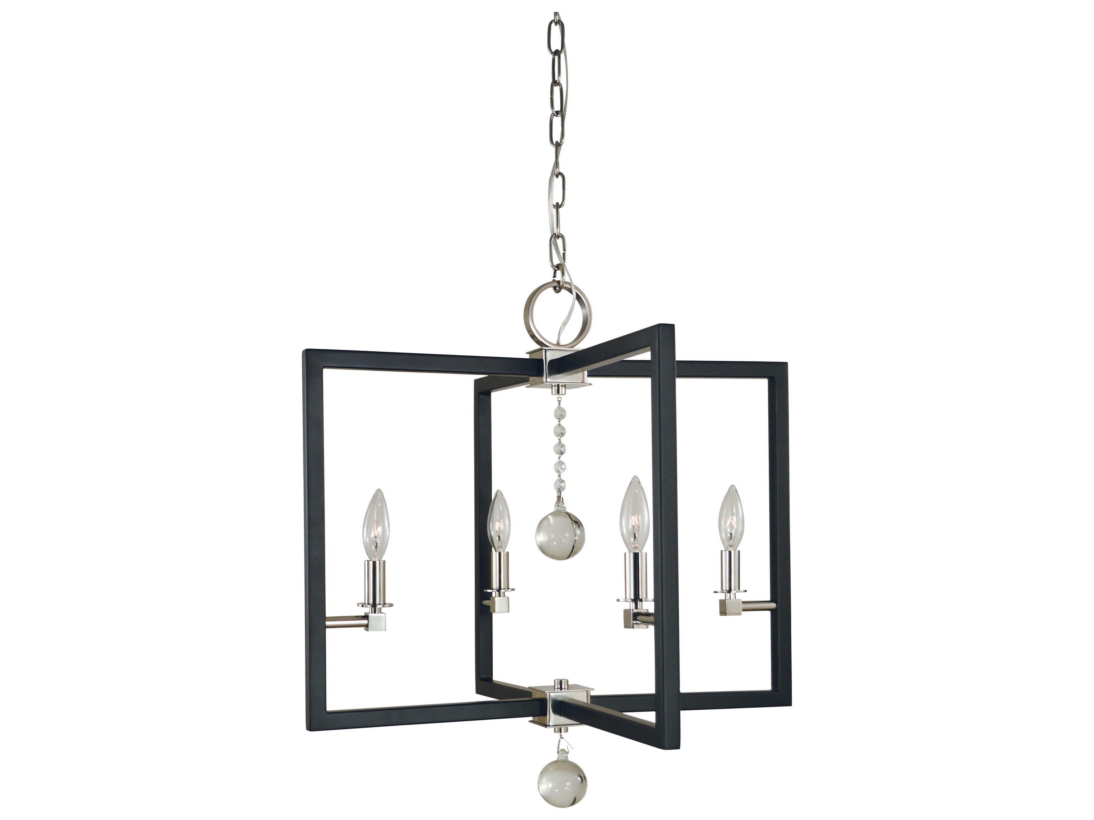 Framburg Minimalist Elegant 4-Light Polished Nickel Matte Black Crystal Candelabra Geometric Chandelier