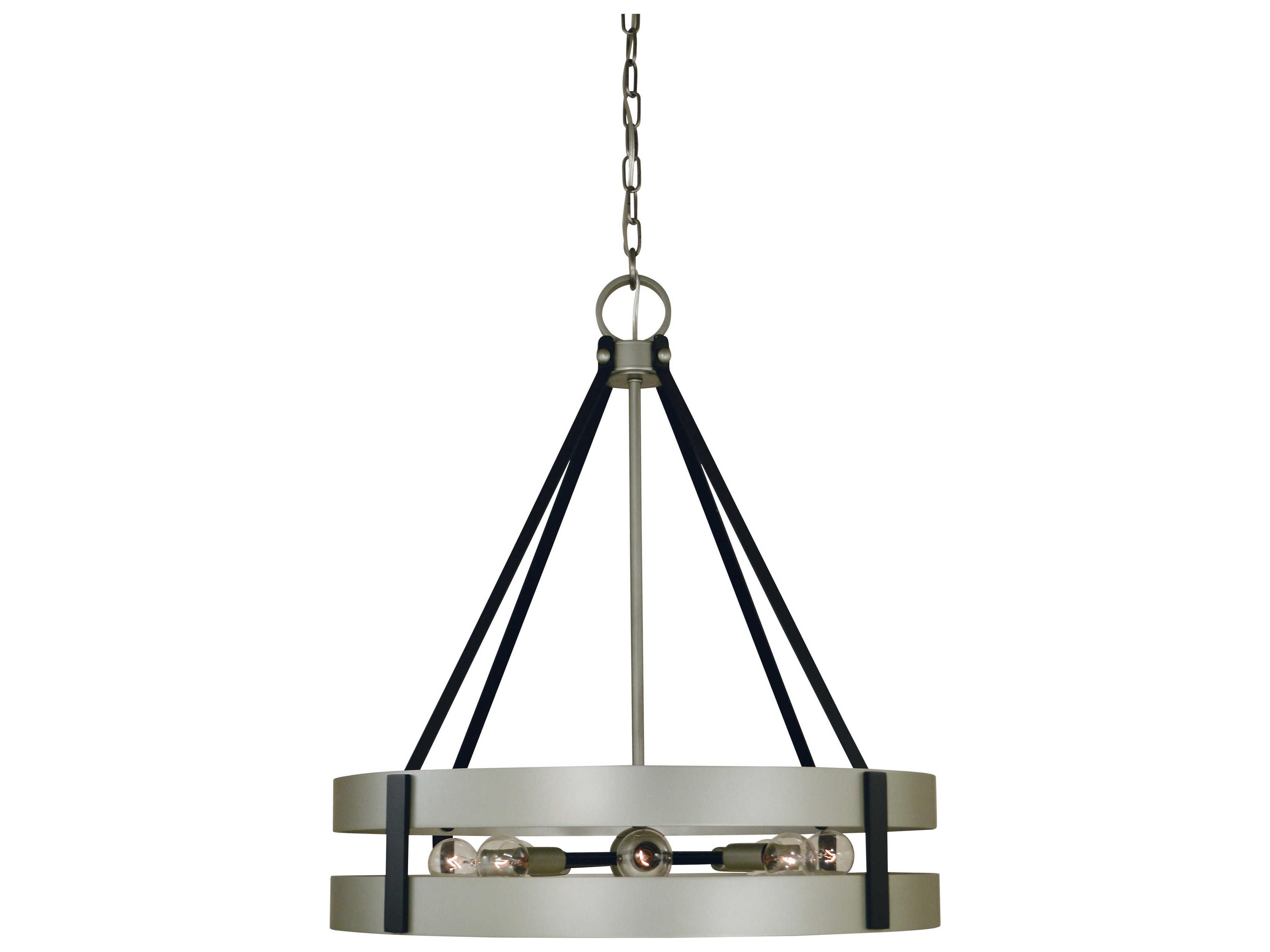 Framburg Orion 8-Light Satin Pewter Matte Black Round Pendant