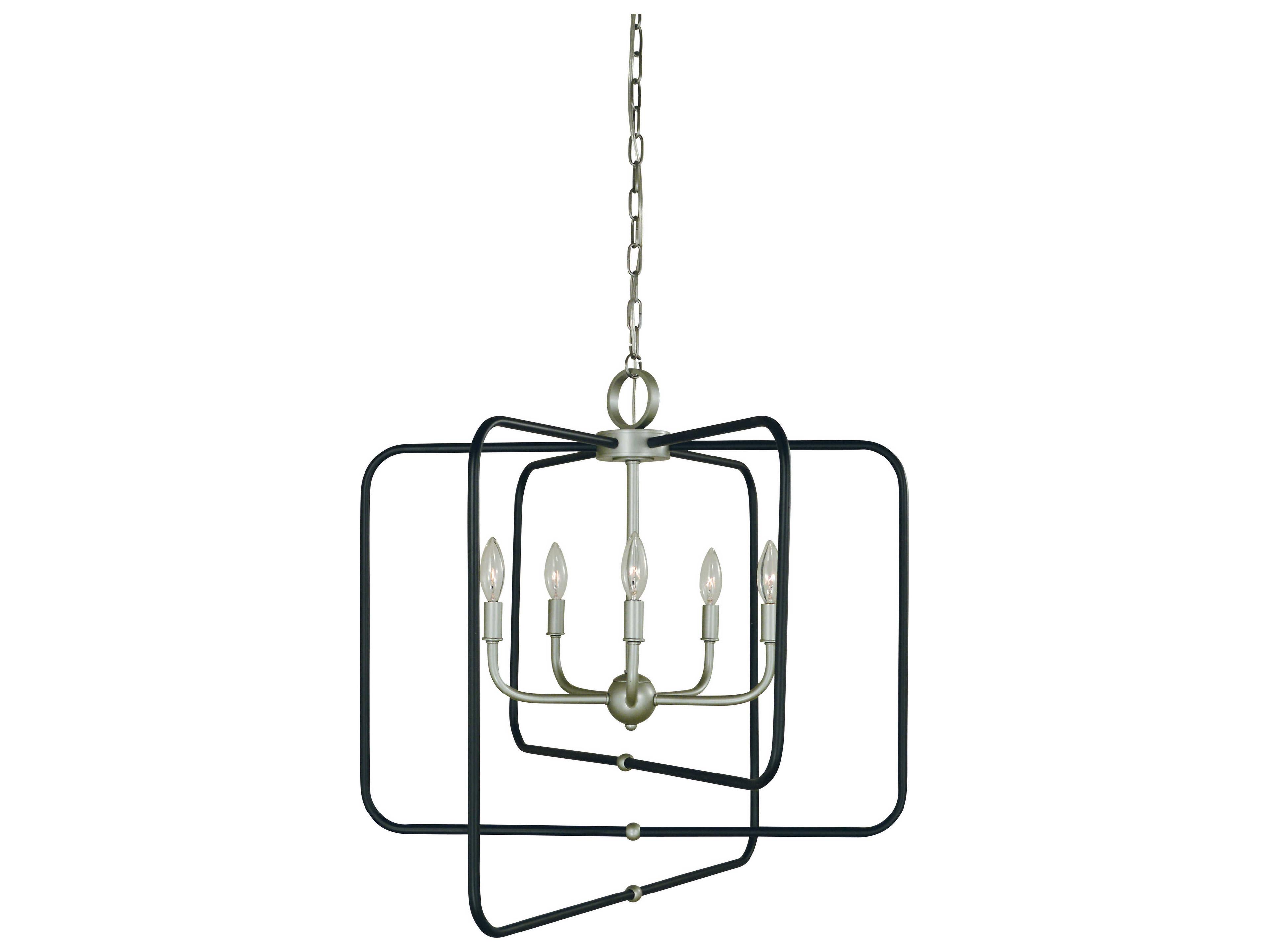 Framburg Montrose 5-Light Satin Pewter Matte Black Candelabra Chandelier