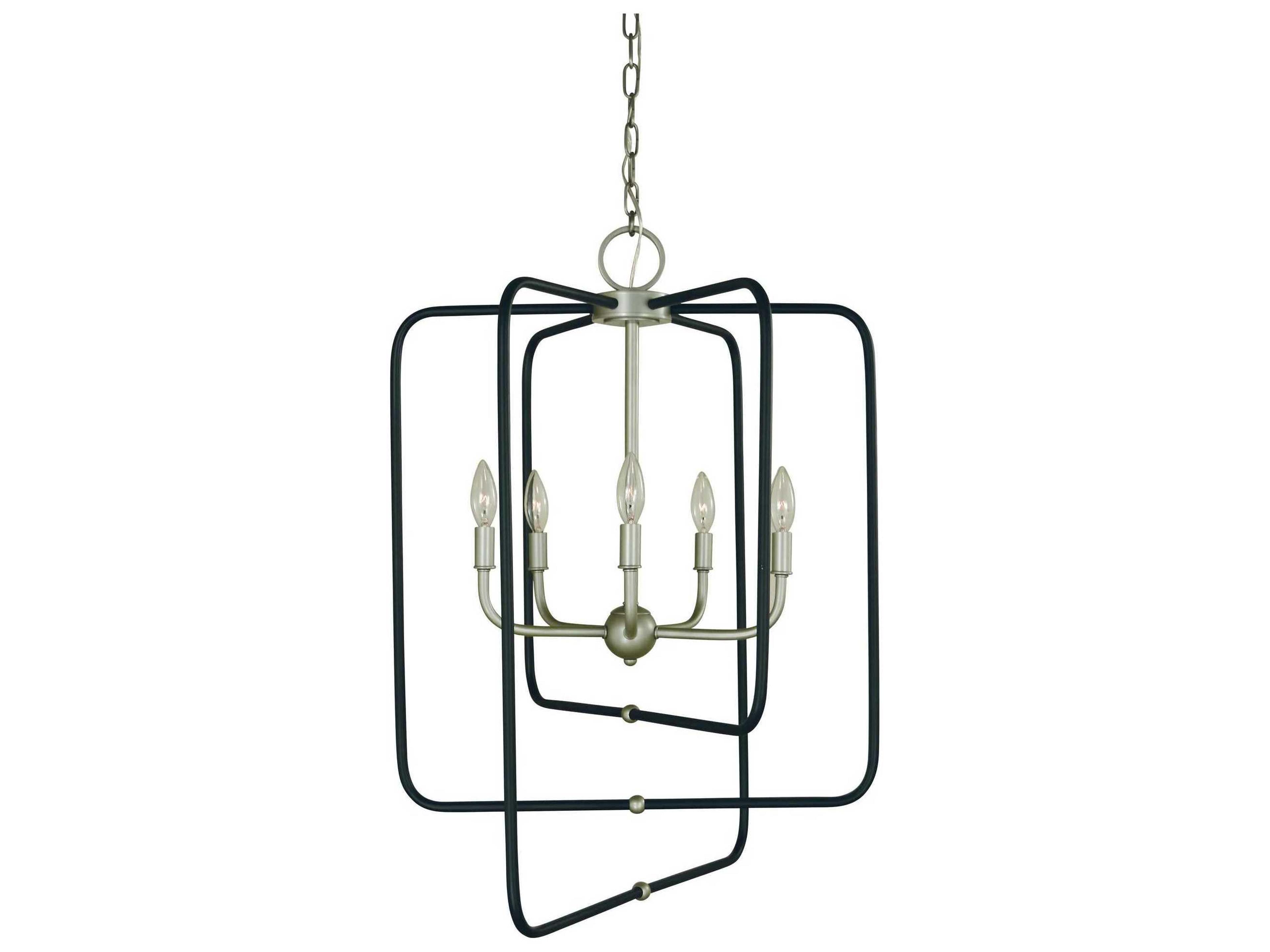 Framburg Montrose 5-Light Satin Pewter Matte Black Candelabra Chandelier