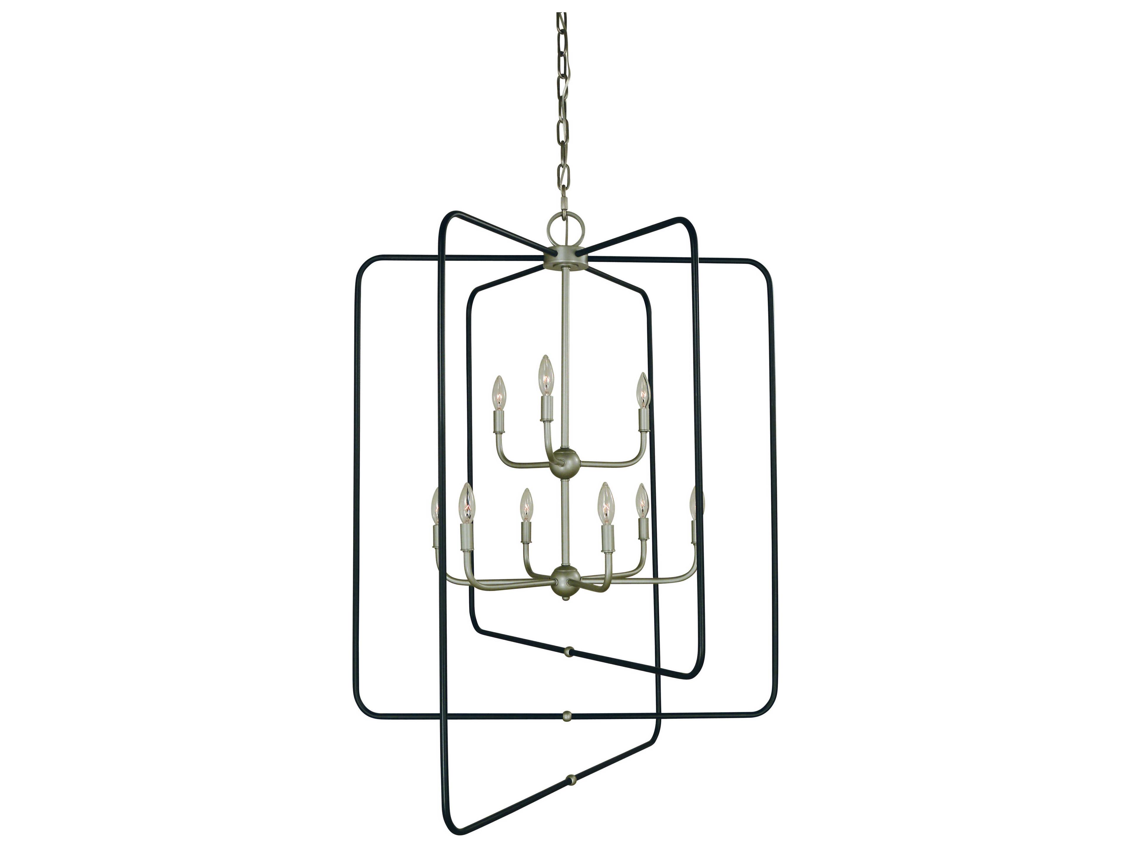 Framburg Montrose 9-Light Satin Pewter Matte Black Candelabra Tiered Chandelier