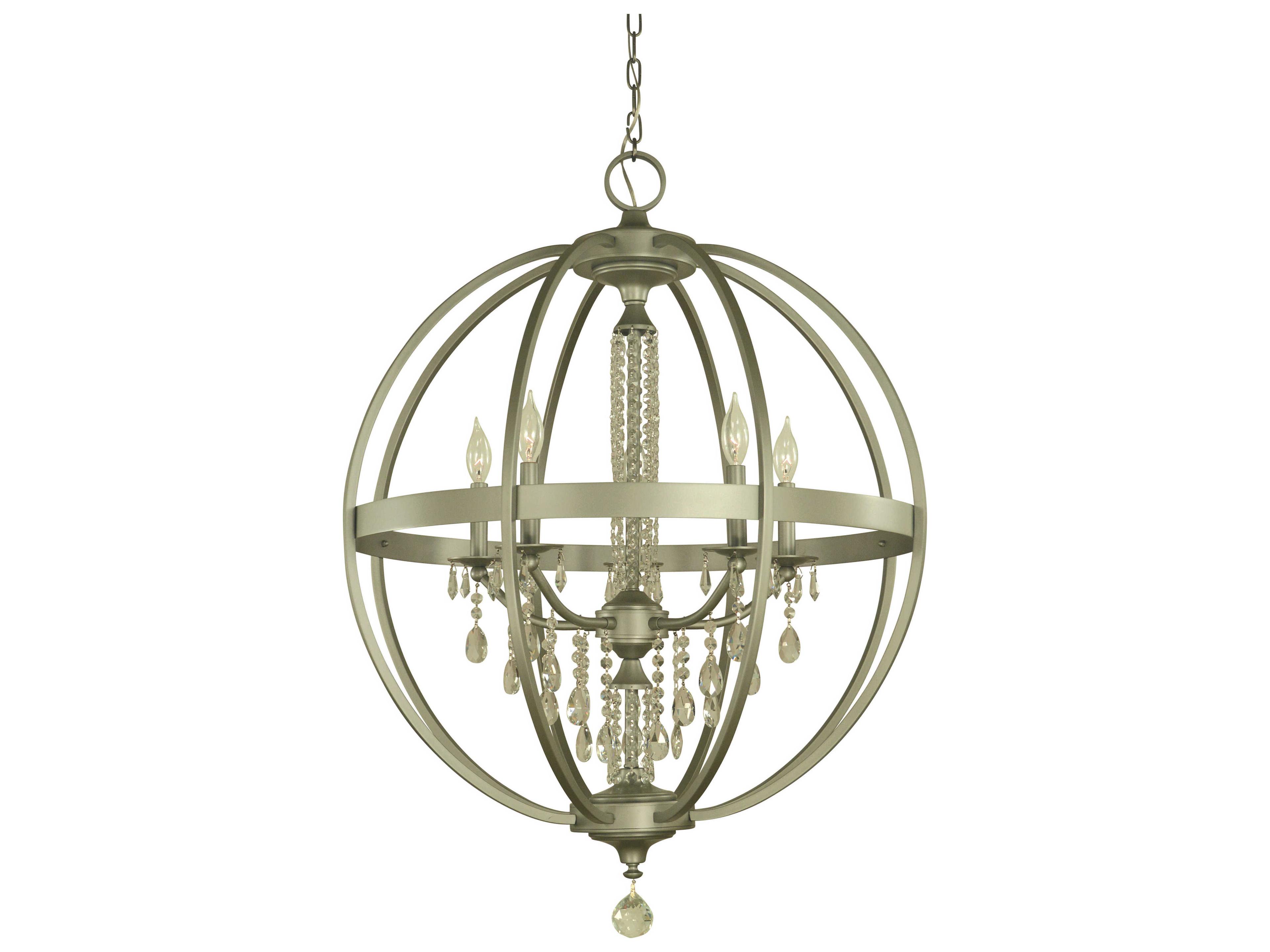 Framburg Olivia 5-Light Pewter Crystal Candelabra Chandelier