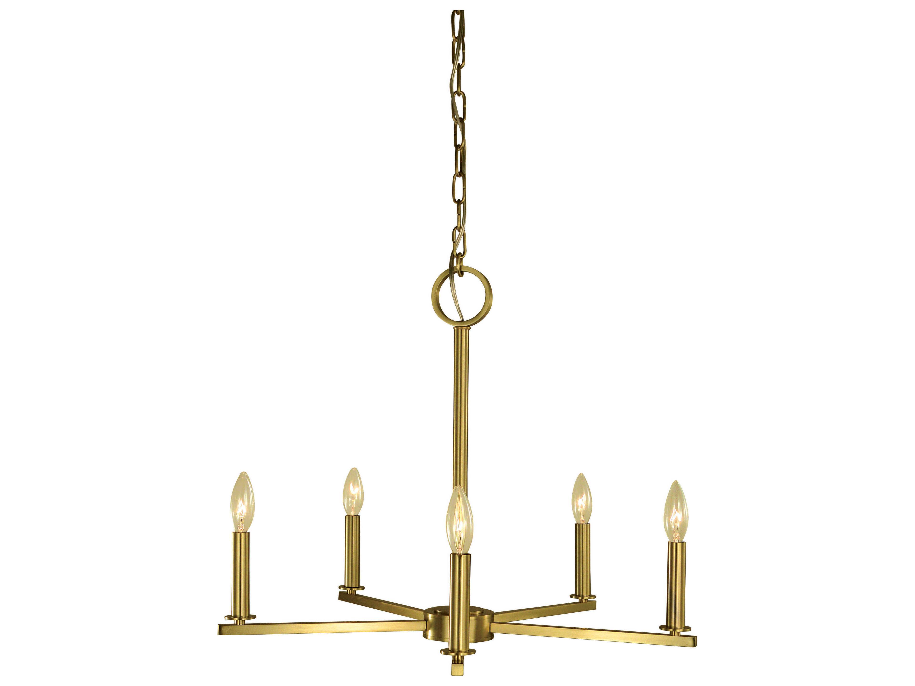 Framburg Evelyn 5-Light Brushed Brass Candelabra Chandelier