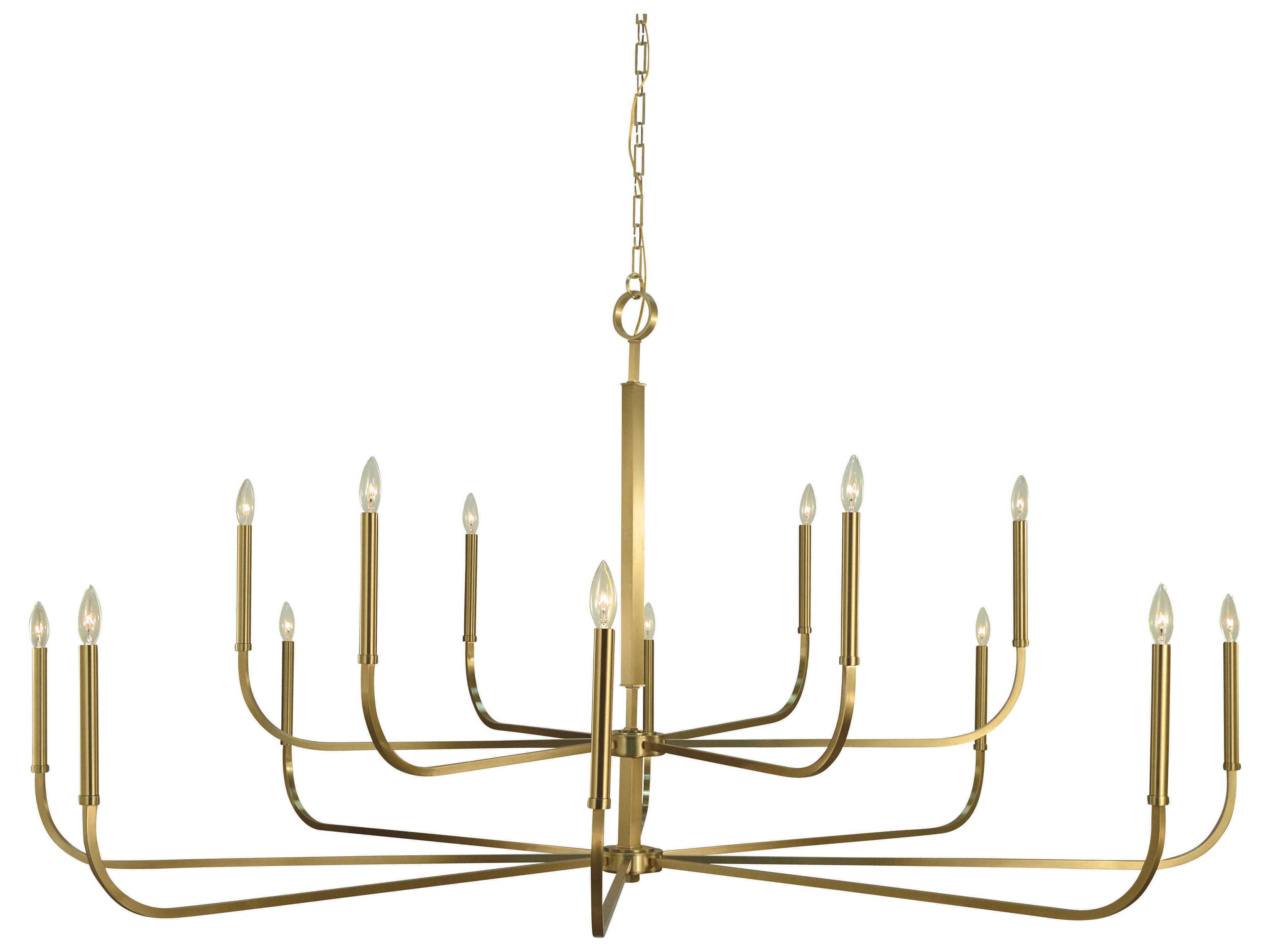 Framburg Manhattan 14-Light Brushed Brass Candelabra Tiered Chandelier