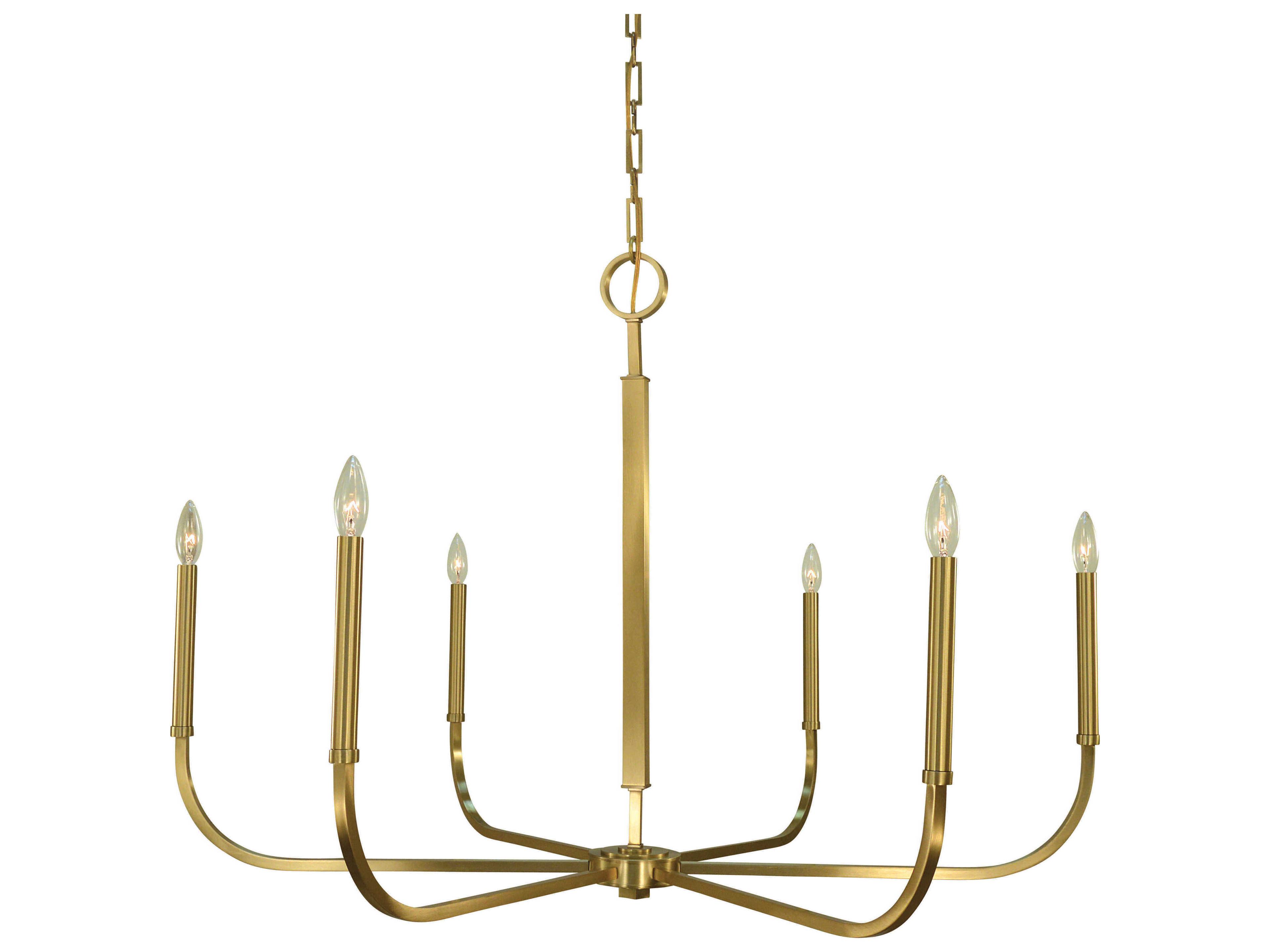 Framburg Manhattan 6-Light Brushed Brass Candelabra Chandelier