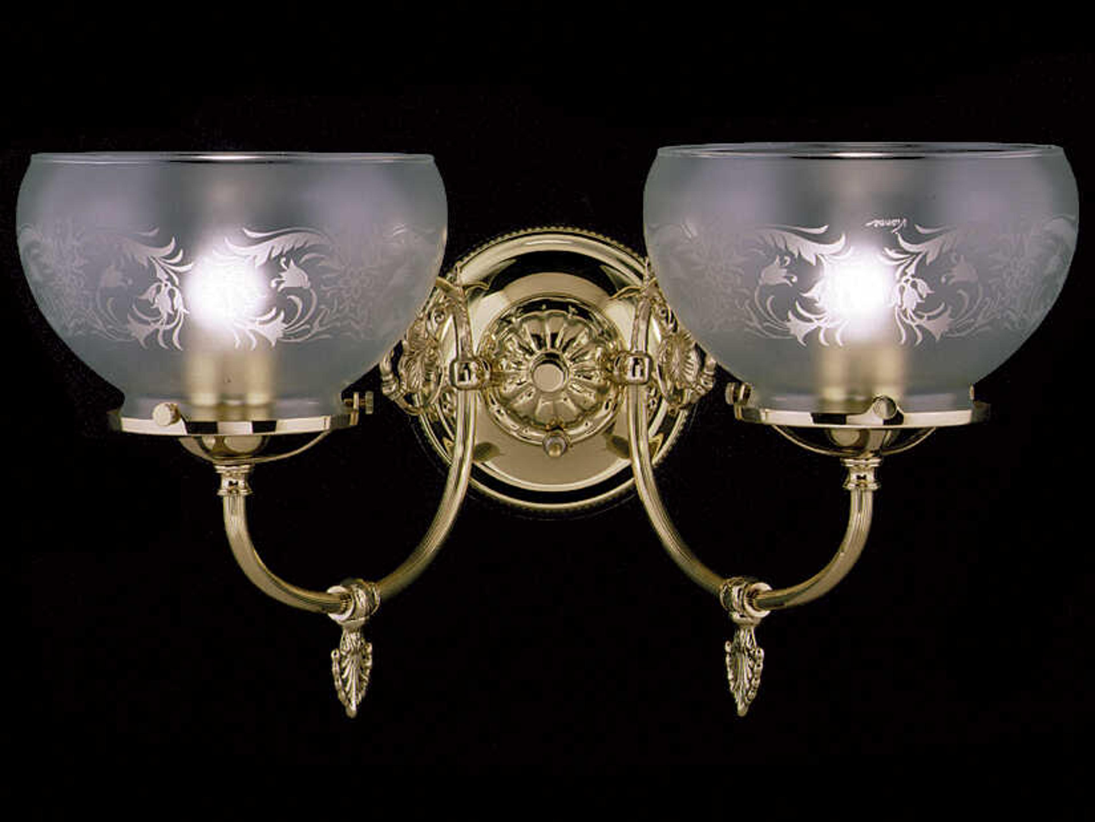 Framburg Chancery 2-Light Polished Brass Glass Vanity Light