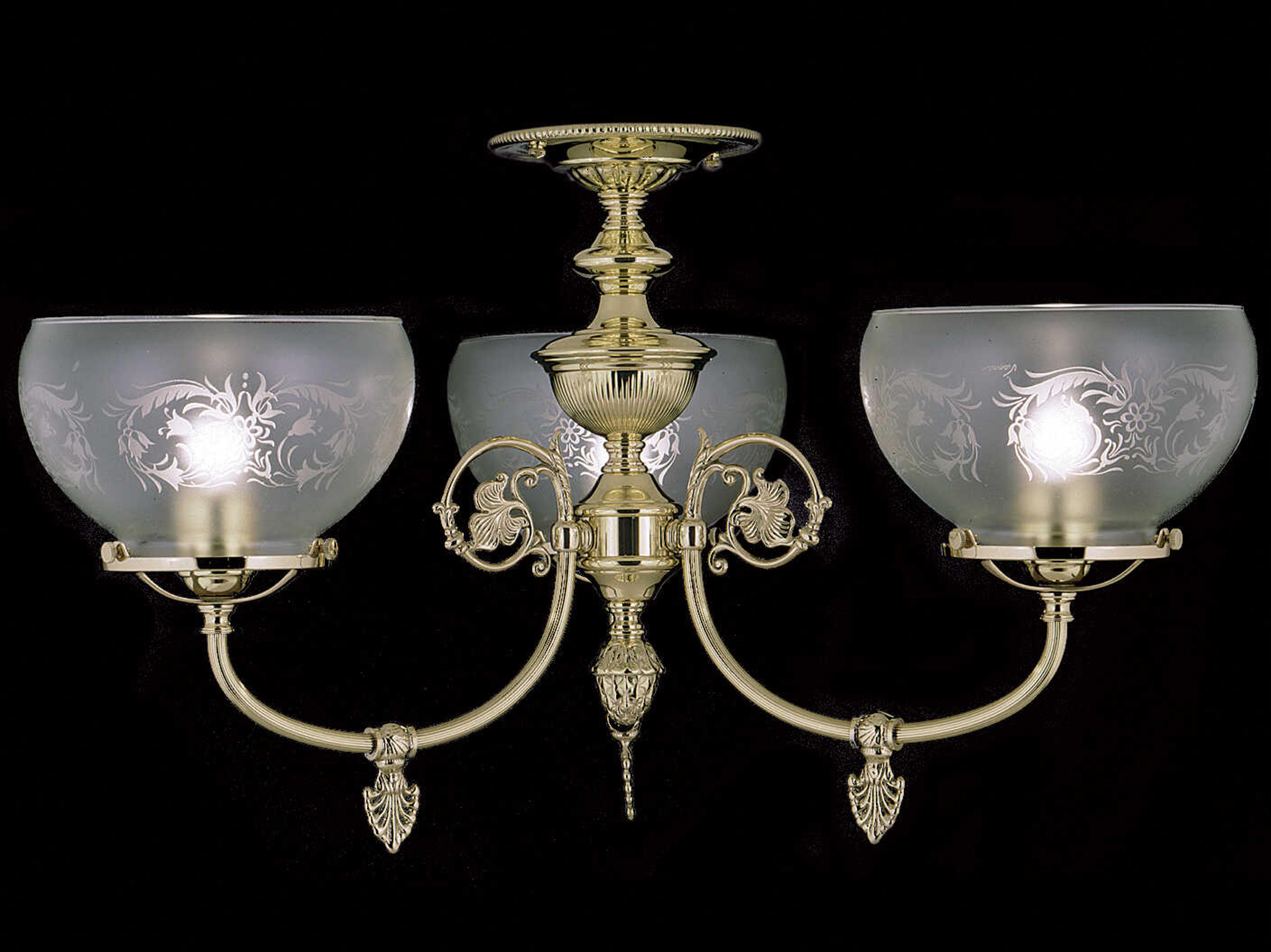 Framburg Chancery 3-Light Polished Brass Glass Bowl Semi Flush Mount