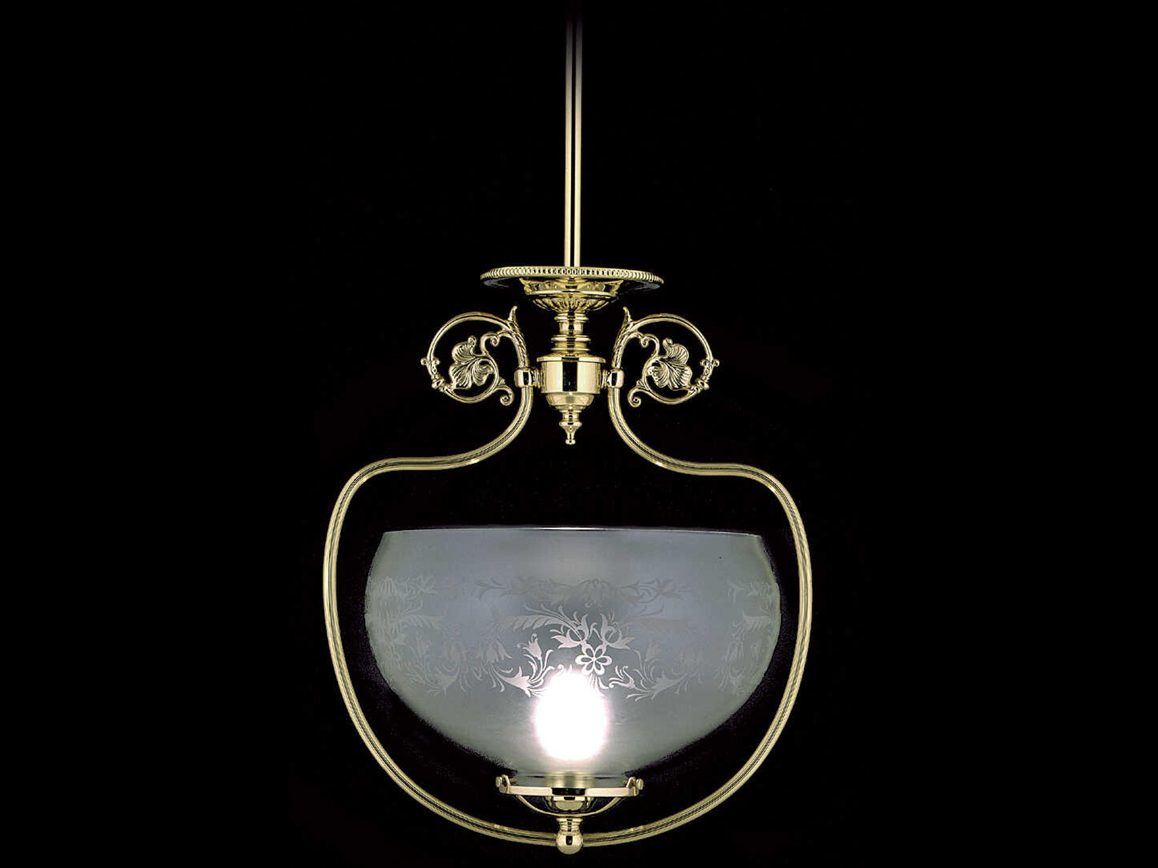 Framburg Chancery 1-Light Polished Brass Glass Bowl Pendant