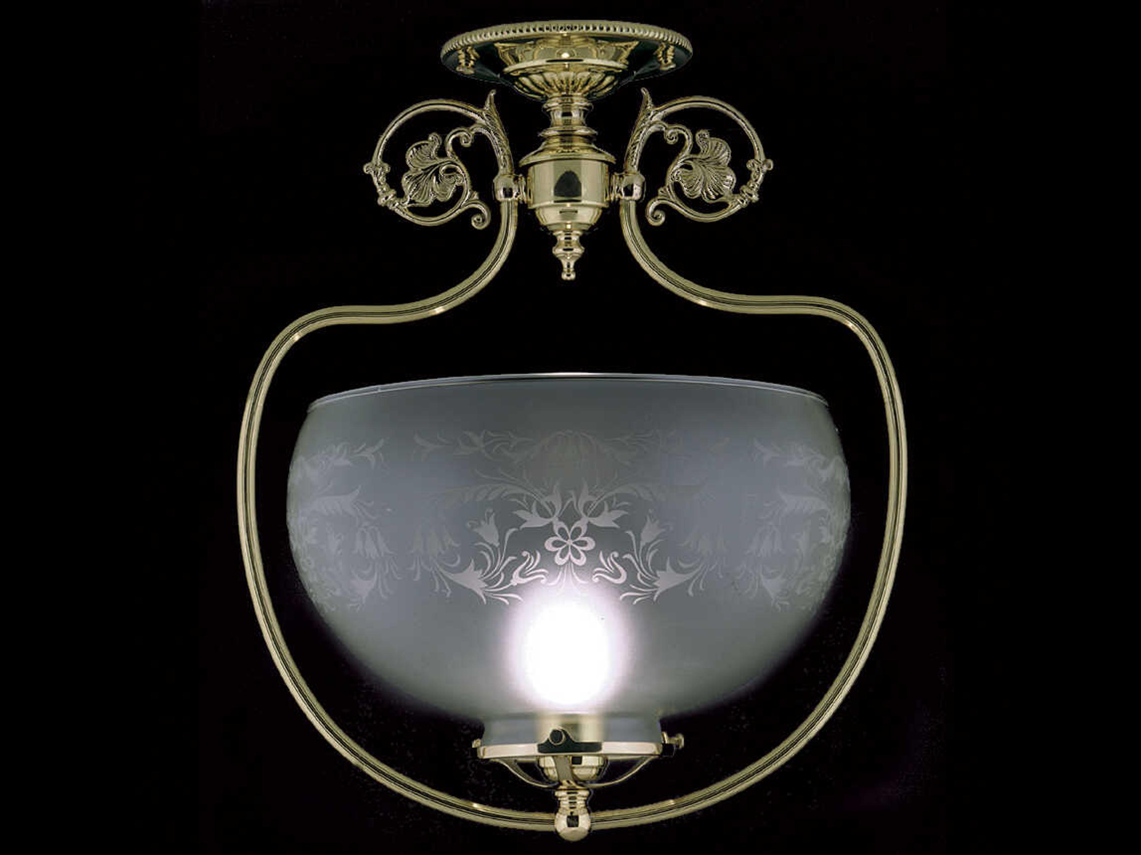 Framburg Chancery 1-Light Polished Brass Glass Bowl Semi Flush Mount