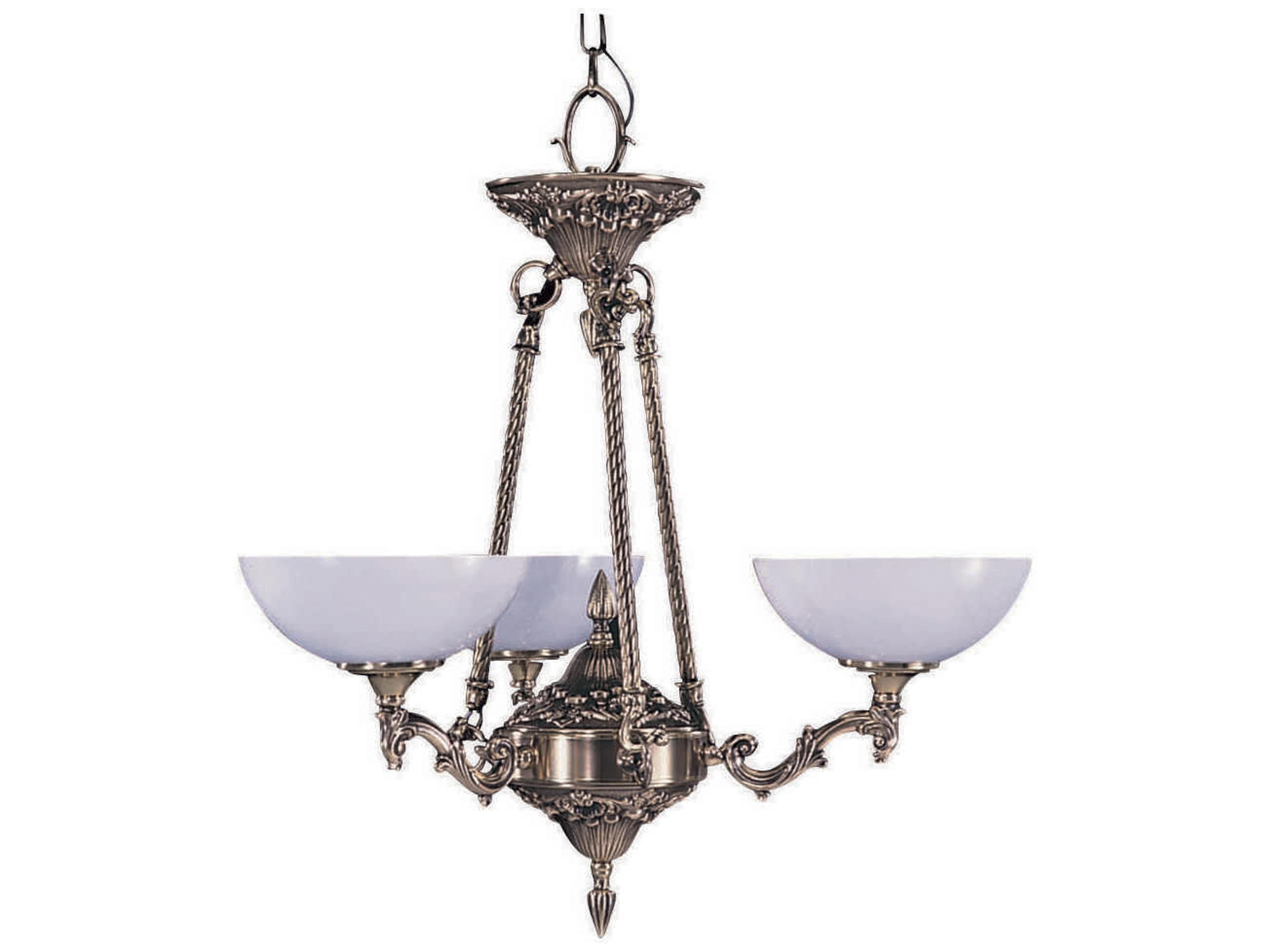 Framburg Napoleonic 3-Light French Brass Glass Bowl Chandelier