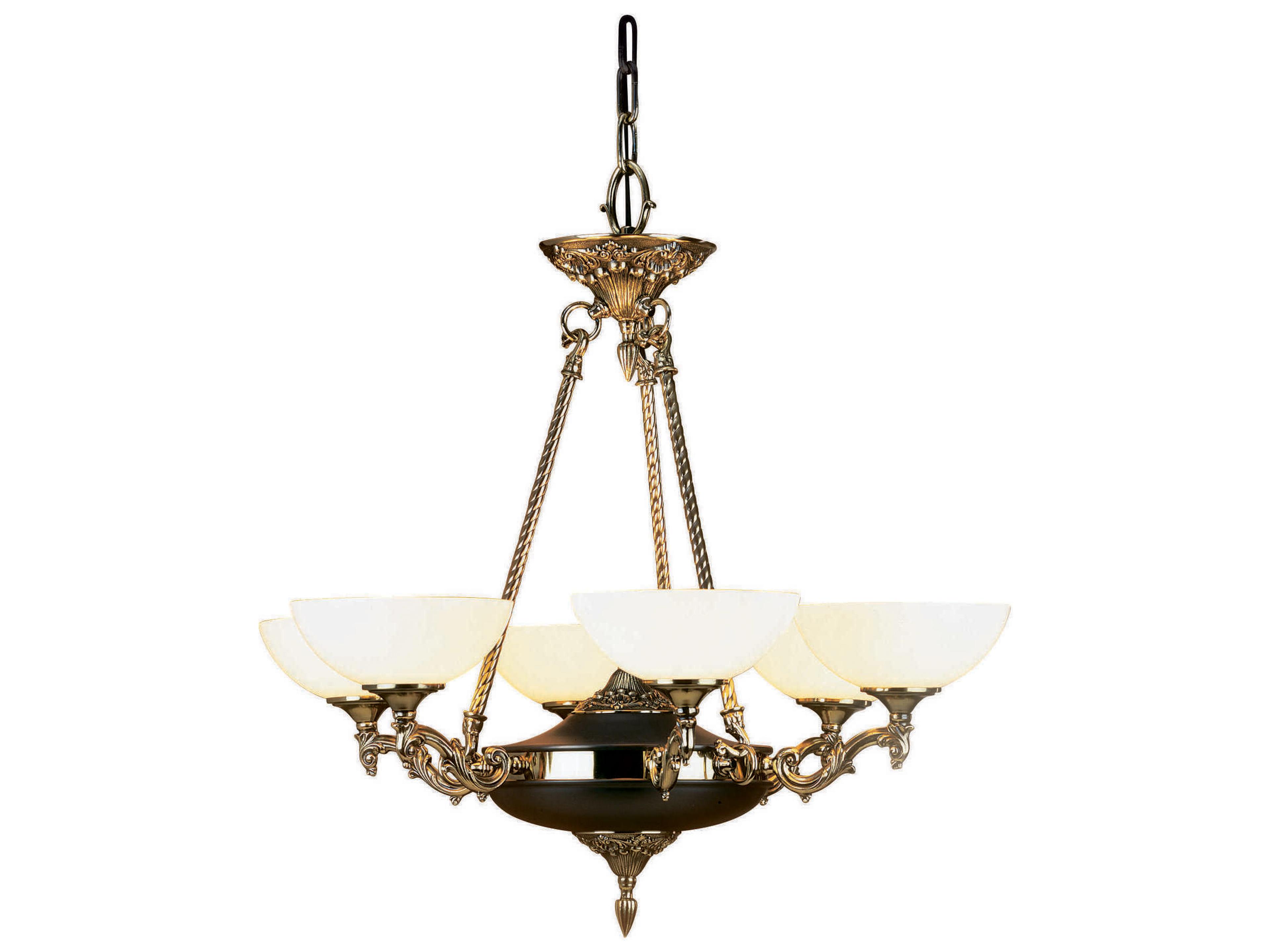 Framburg Napoleonic 6-Light French Brass Glass Bowl Chandelier