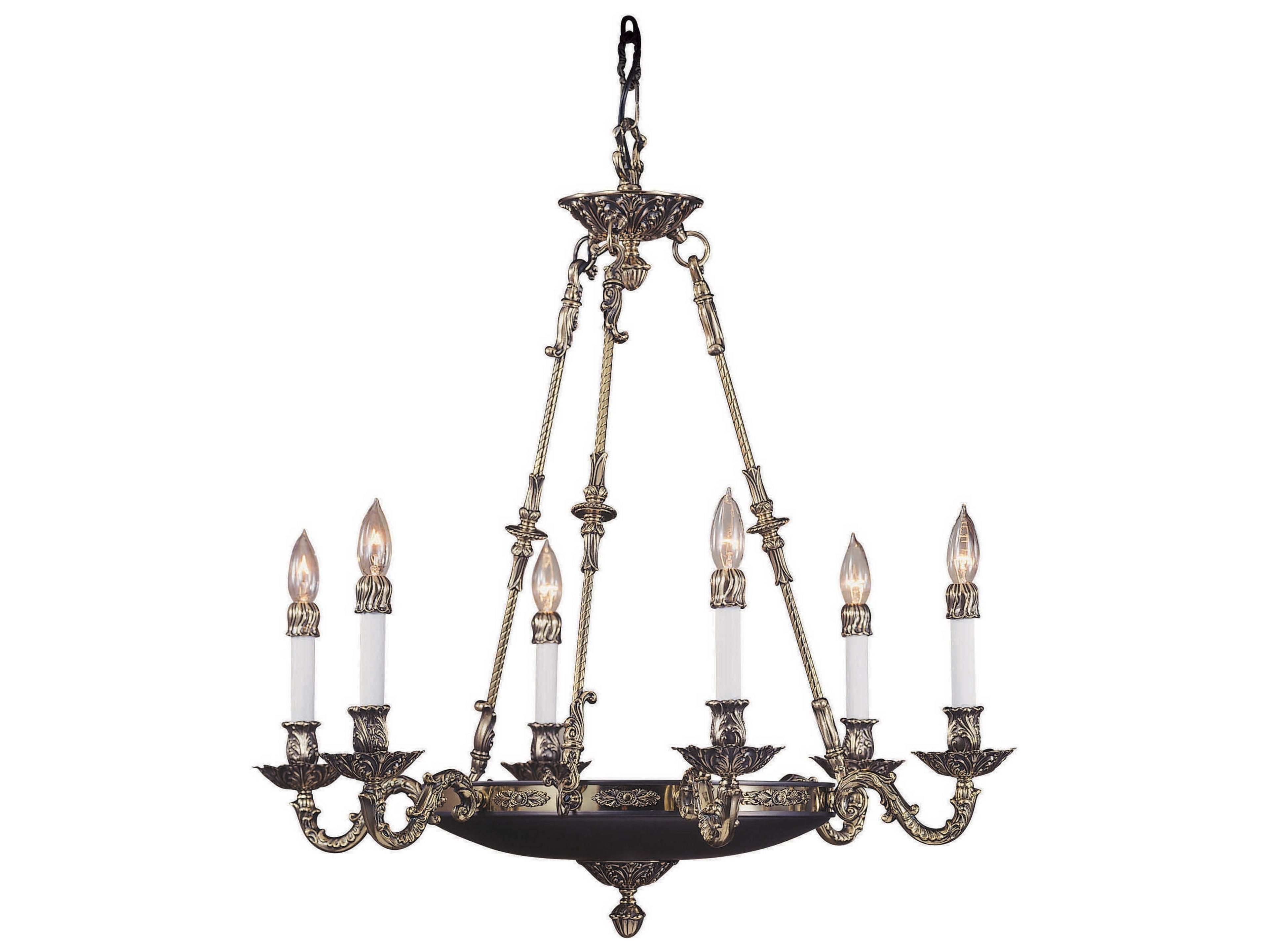 Framburg Napoleonic 6-Light French Brass Candelabra Chandelier