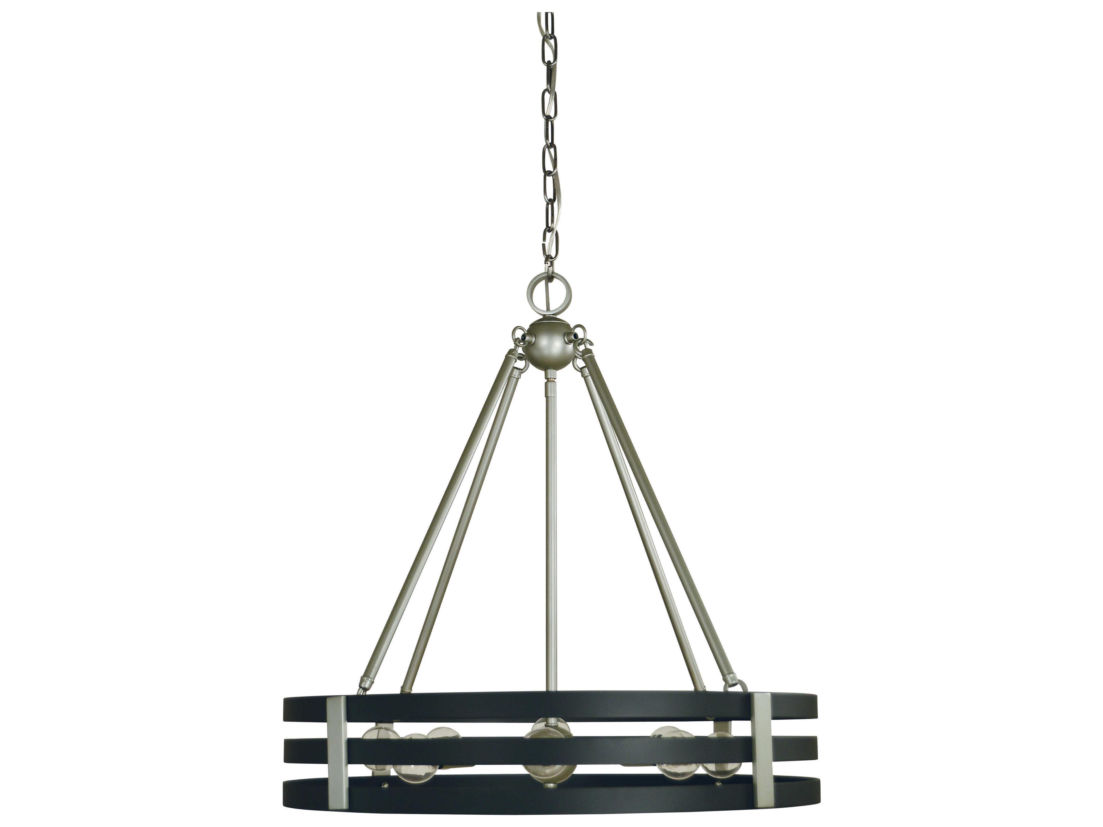 Framburg Luxe 8-Light Satin Pewter Matte Black Drum Pendant