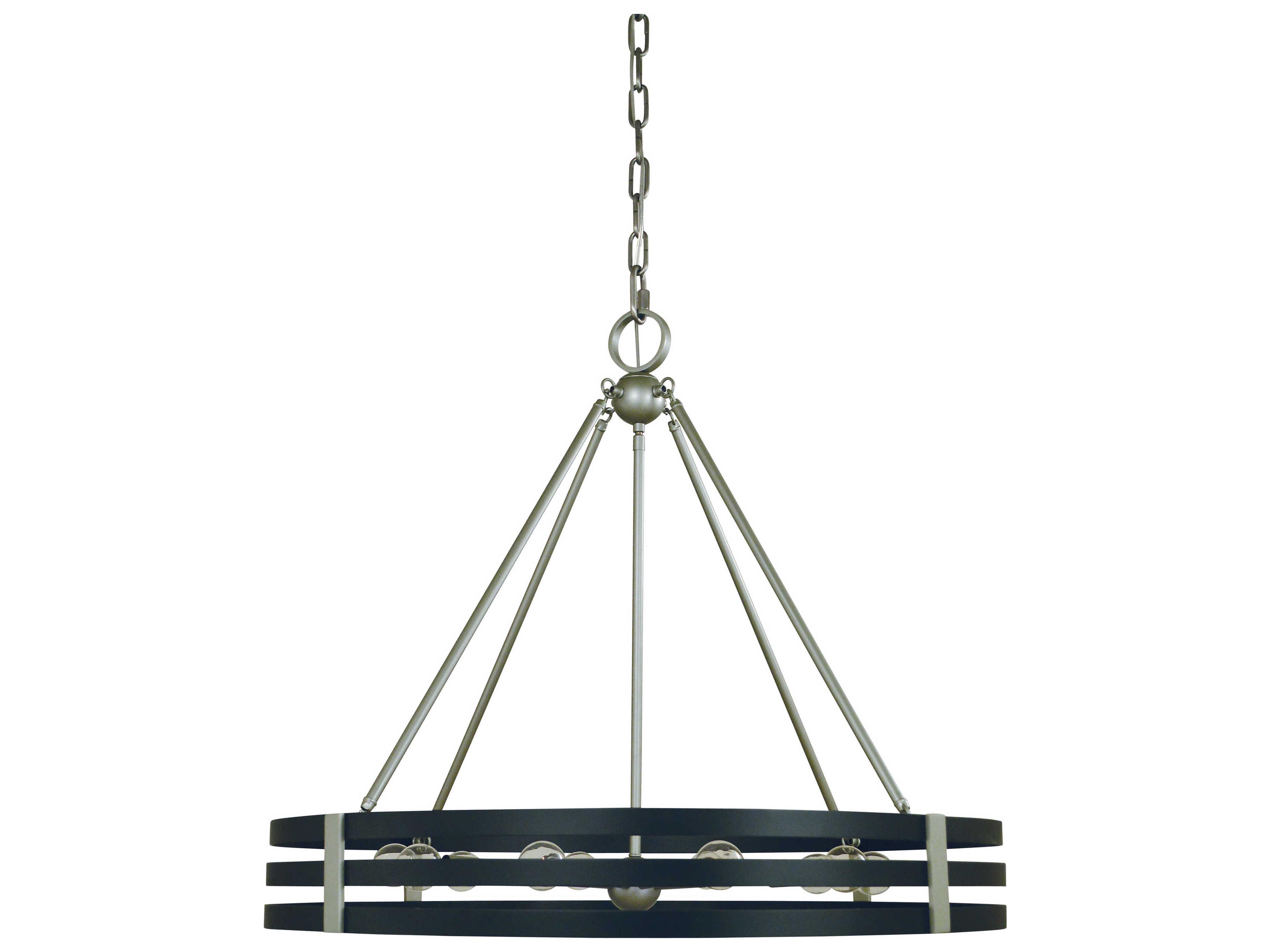 Framburg Luxe 10-Light Satin Pewter Matte Black Drum Pendant