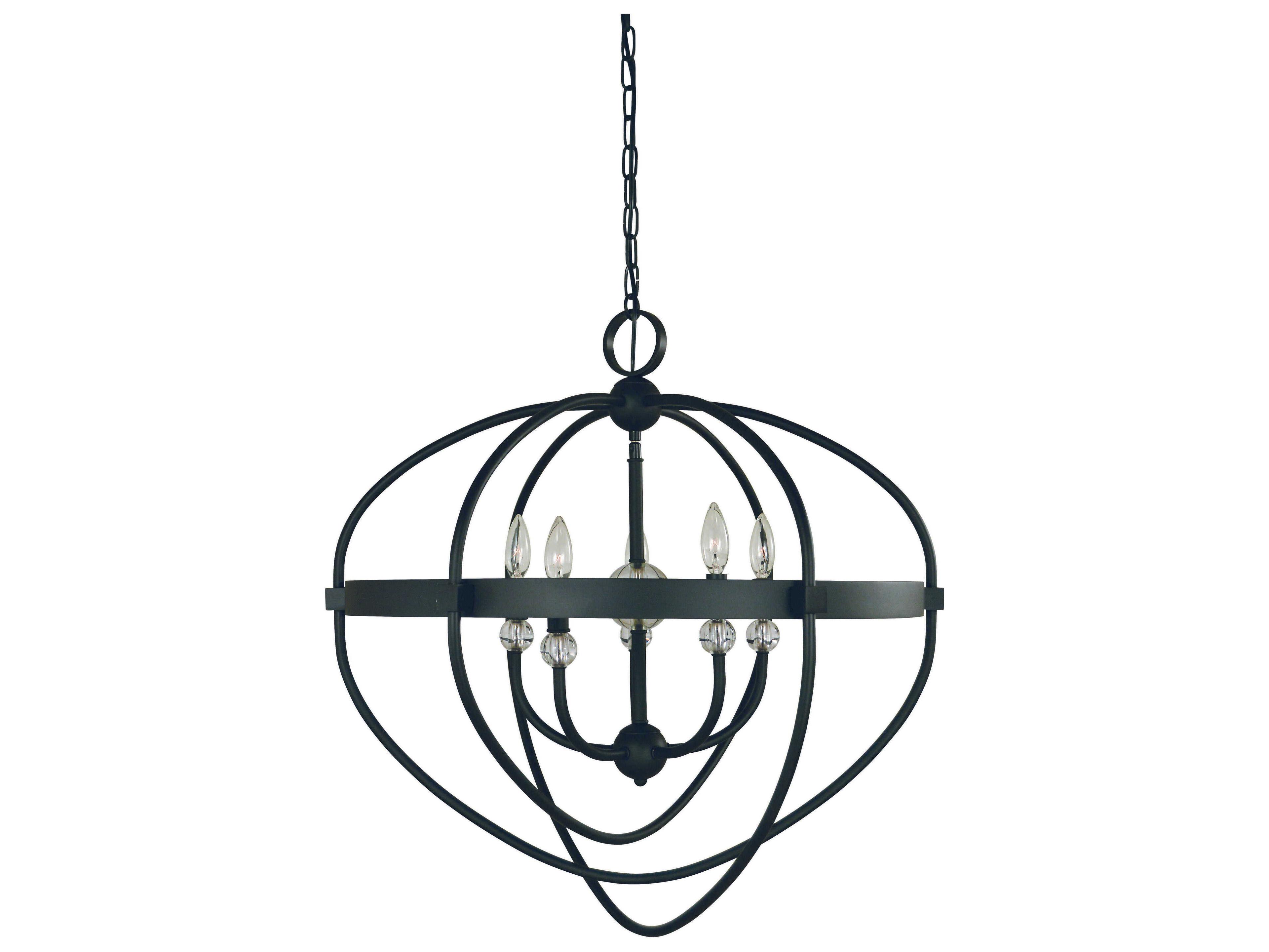 Framburg Elizabeth 5-Light Matte Black Candelabra Chandelier