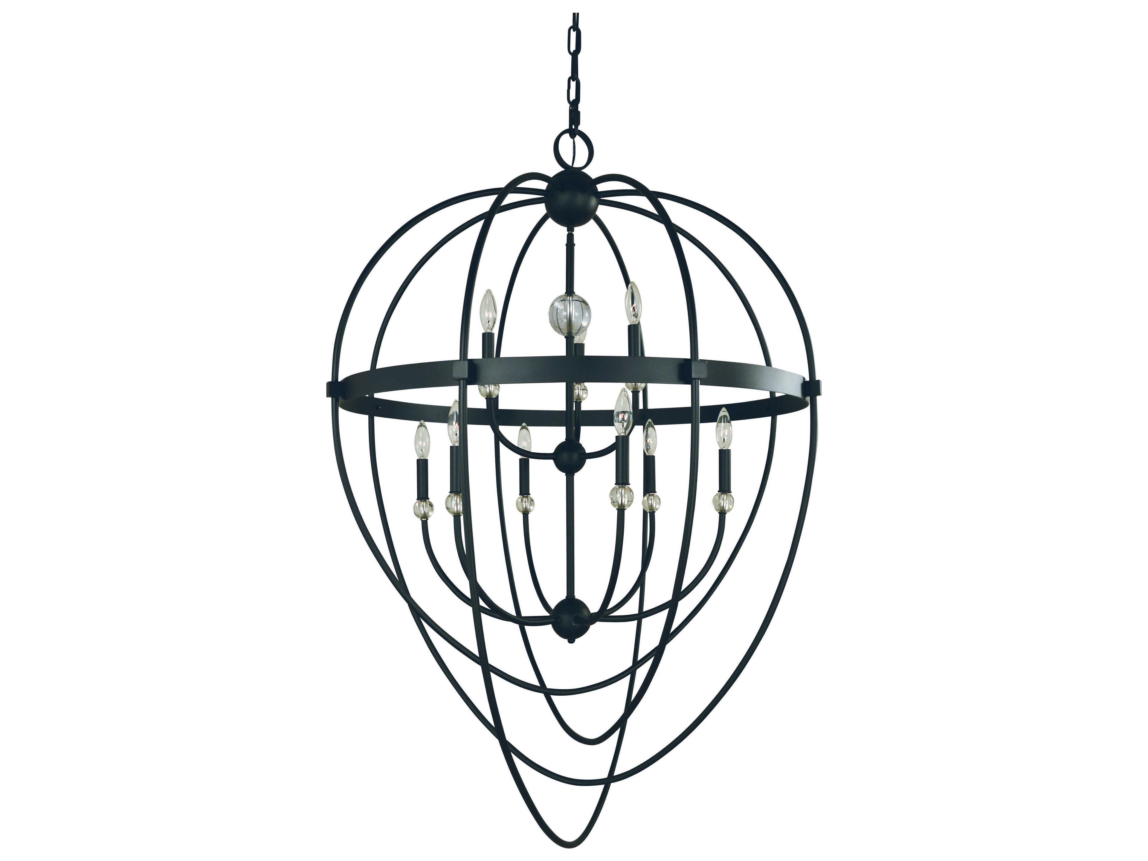 Framburg Elizabeth 9-Light Matte Black Candelabra Chandelier