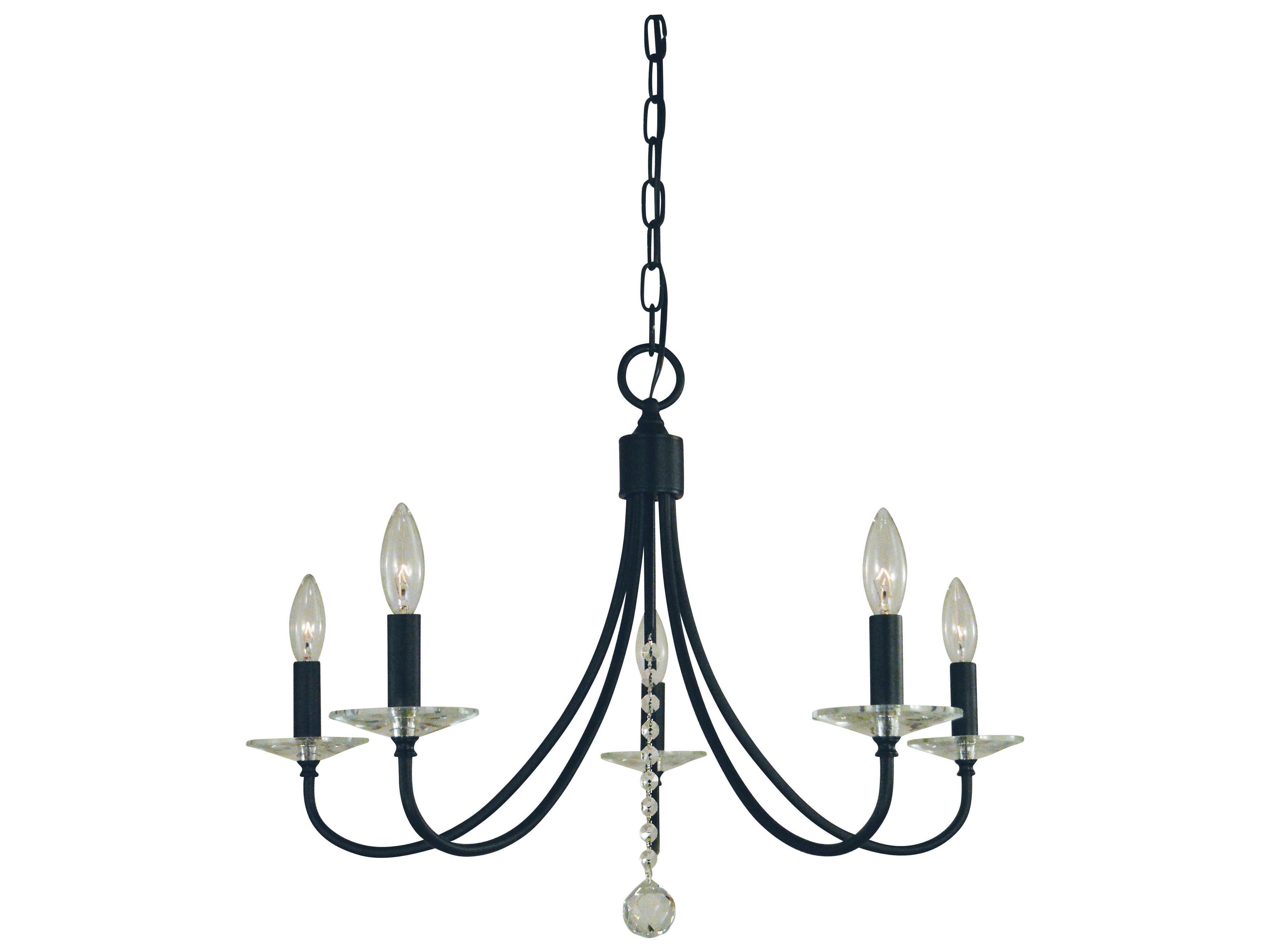 Framburg Ashley 5-Light Matte Black Candelabra Chandelier