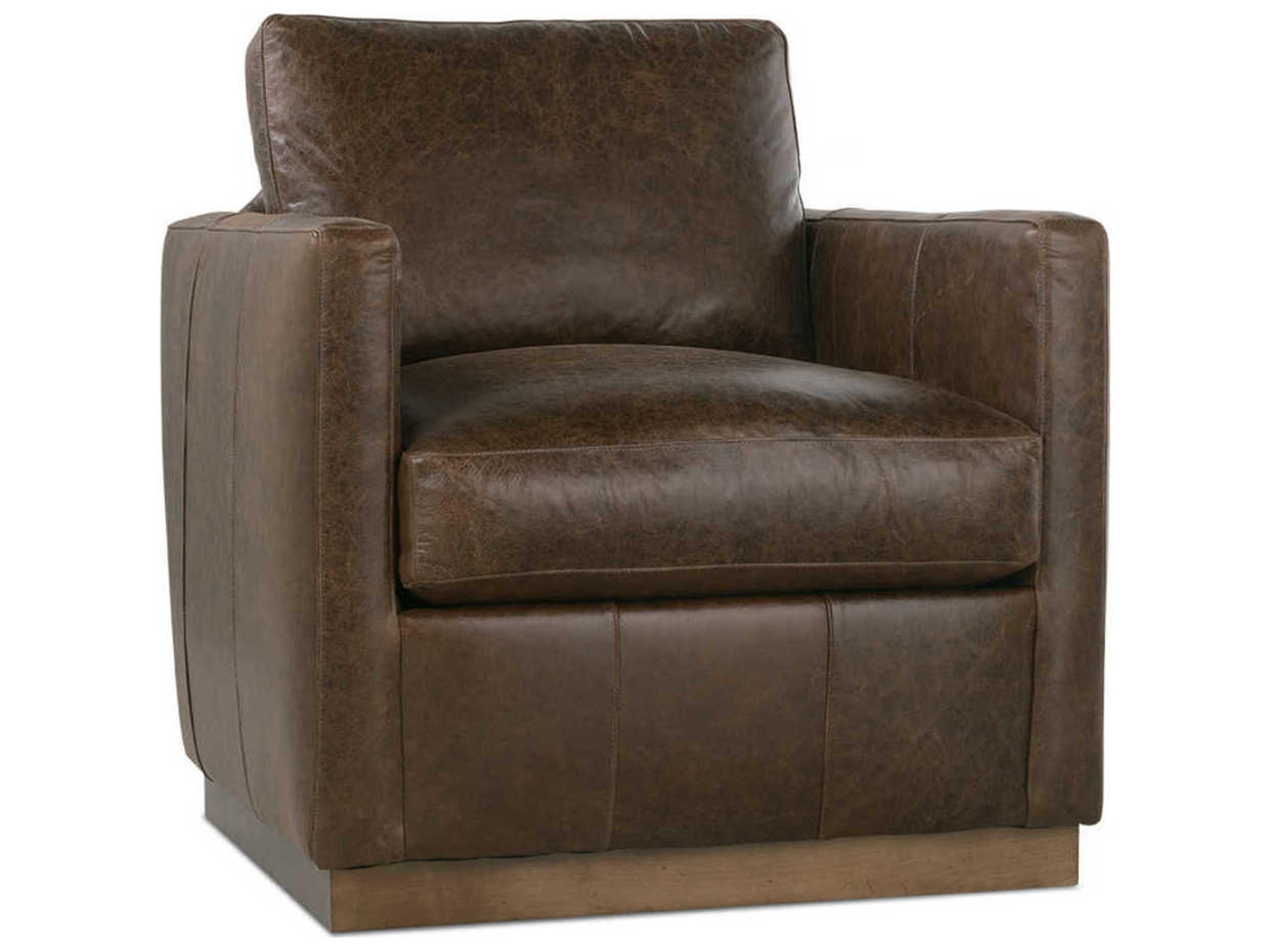 Rowe Allie Swivel Brown Leather Accent Chair