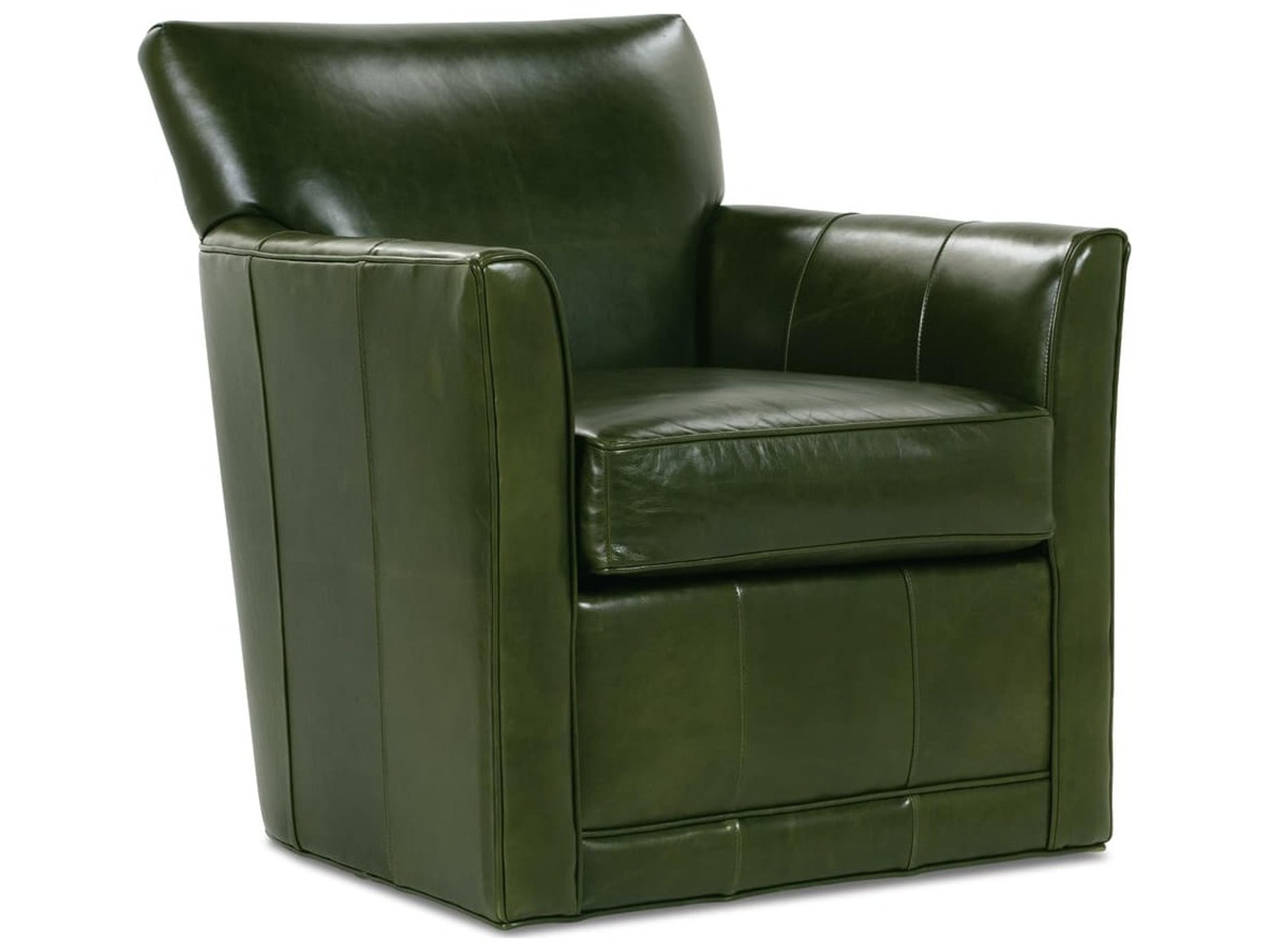 Rowe Times Square Swivel Green Leather Accent Swivel Chair