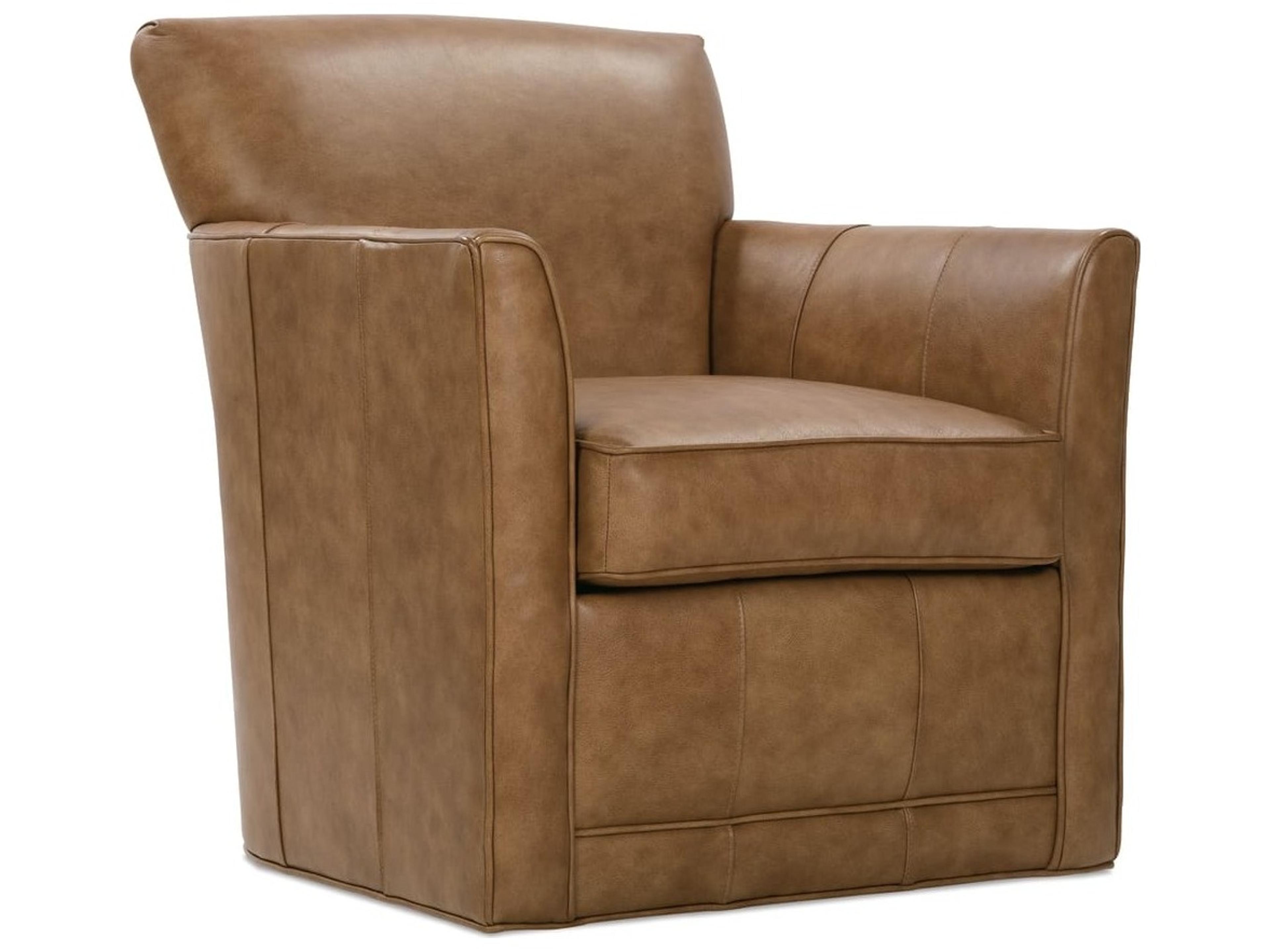 Rowe Times Square Swivel Brown Leather Accent Swivel Chair