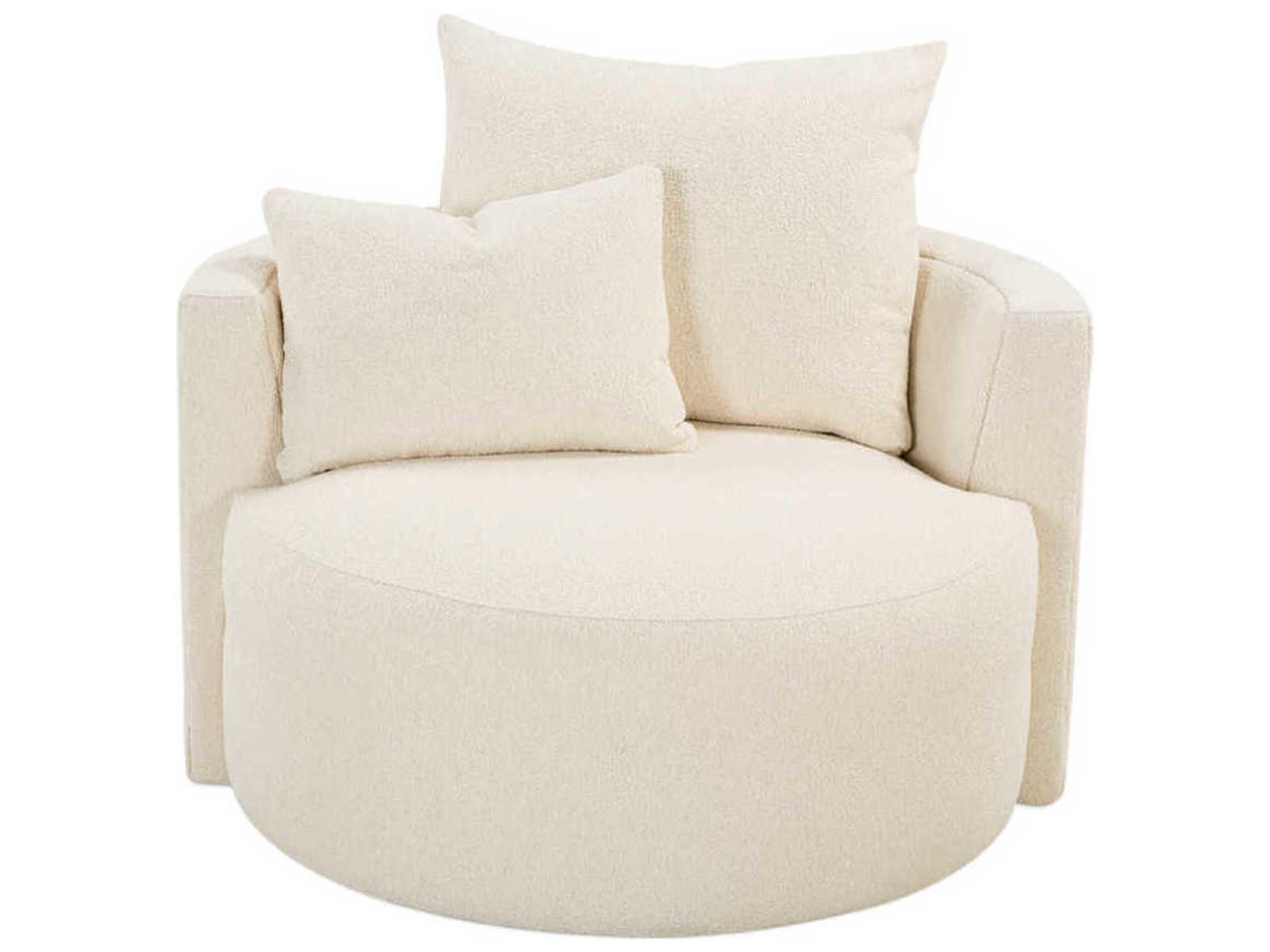 Rowe Leander Swivel White Fabric Accent Chair