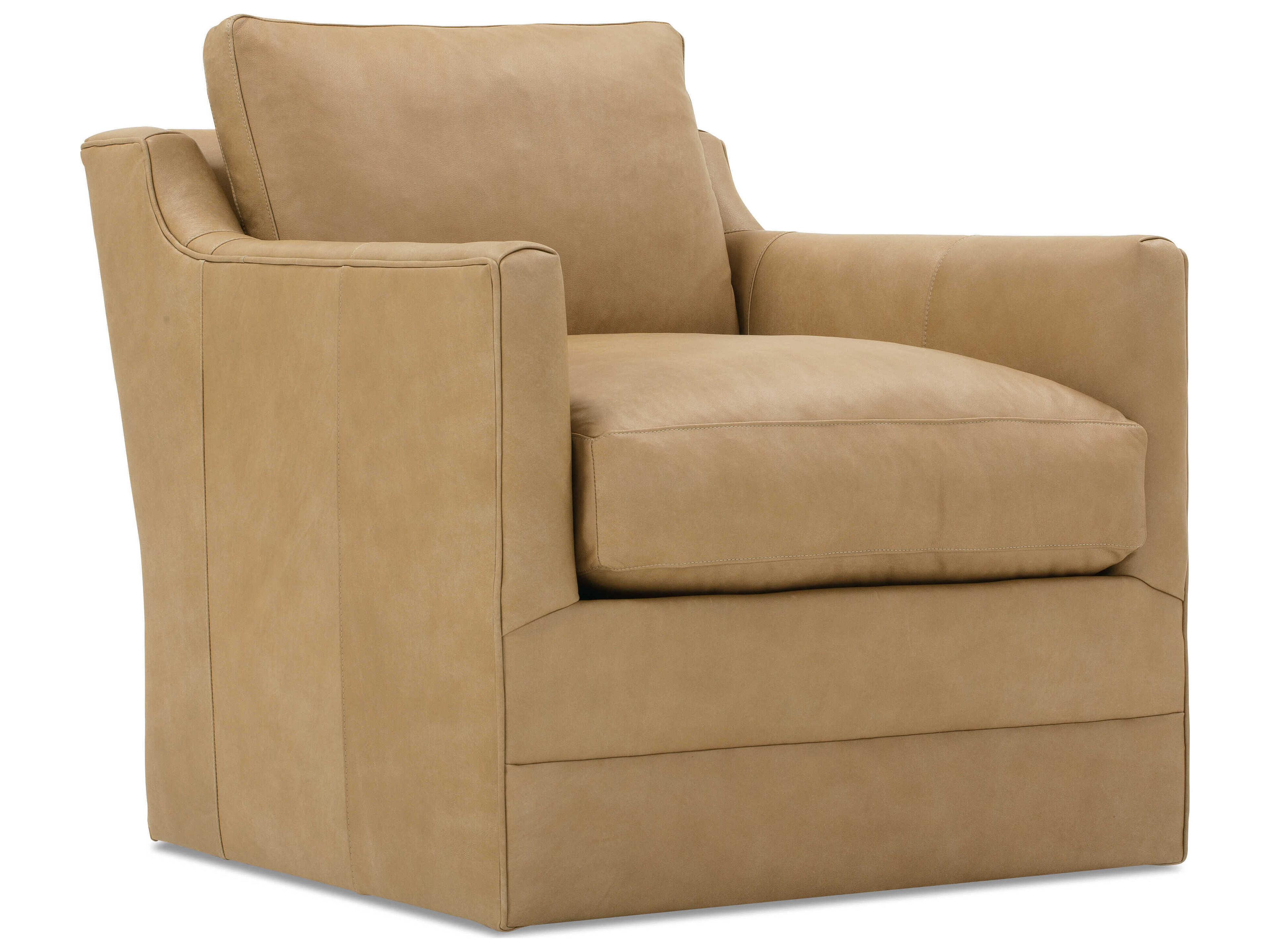 Rowe Madeline Swivel Brown Leather Accent Chair