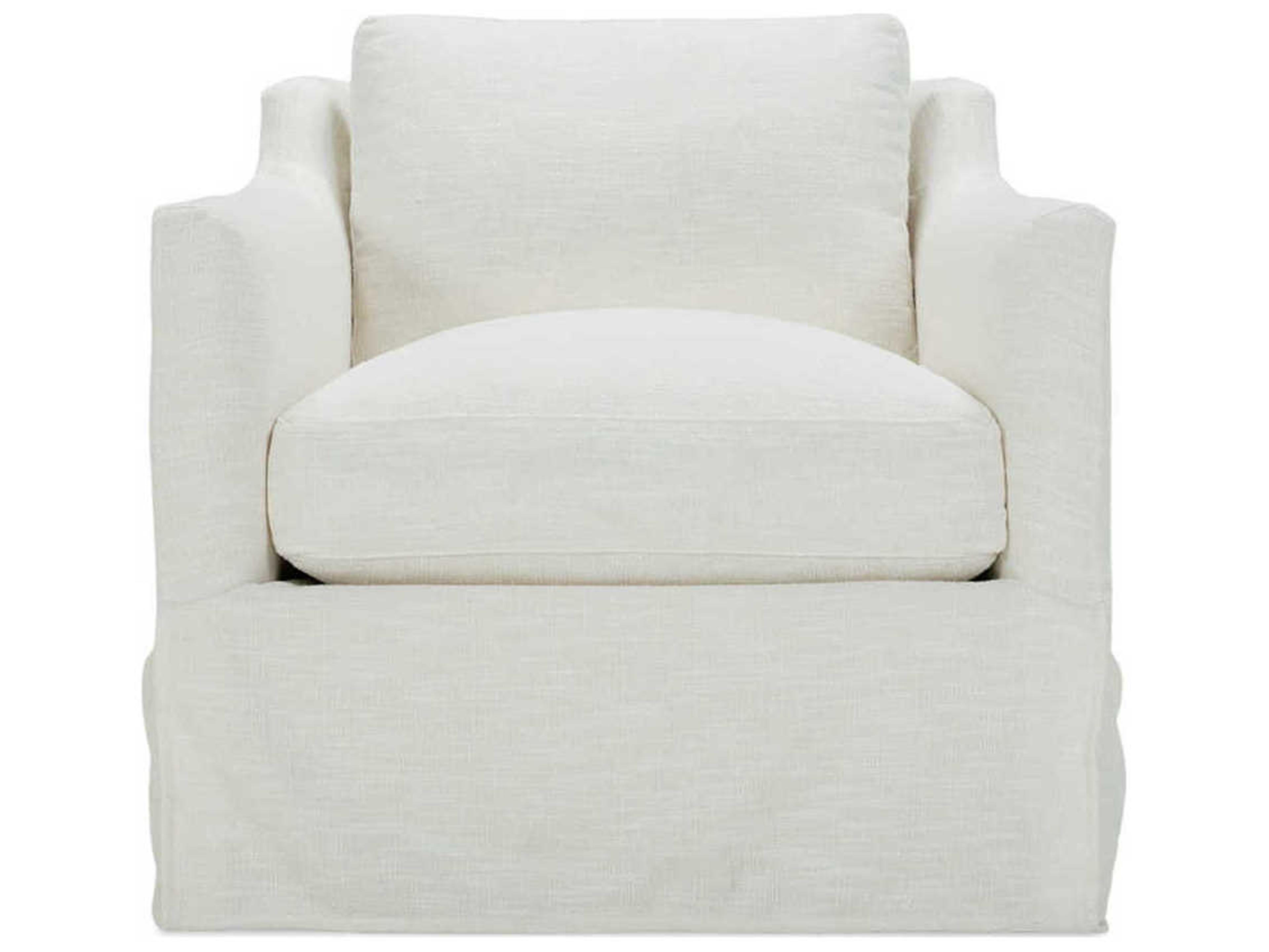 Rowe Madeline Swivel White Fabric Accent Chair with Slipcover