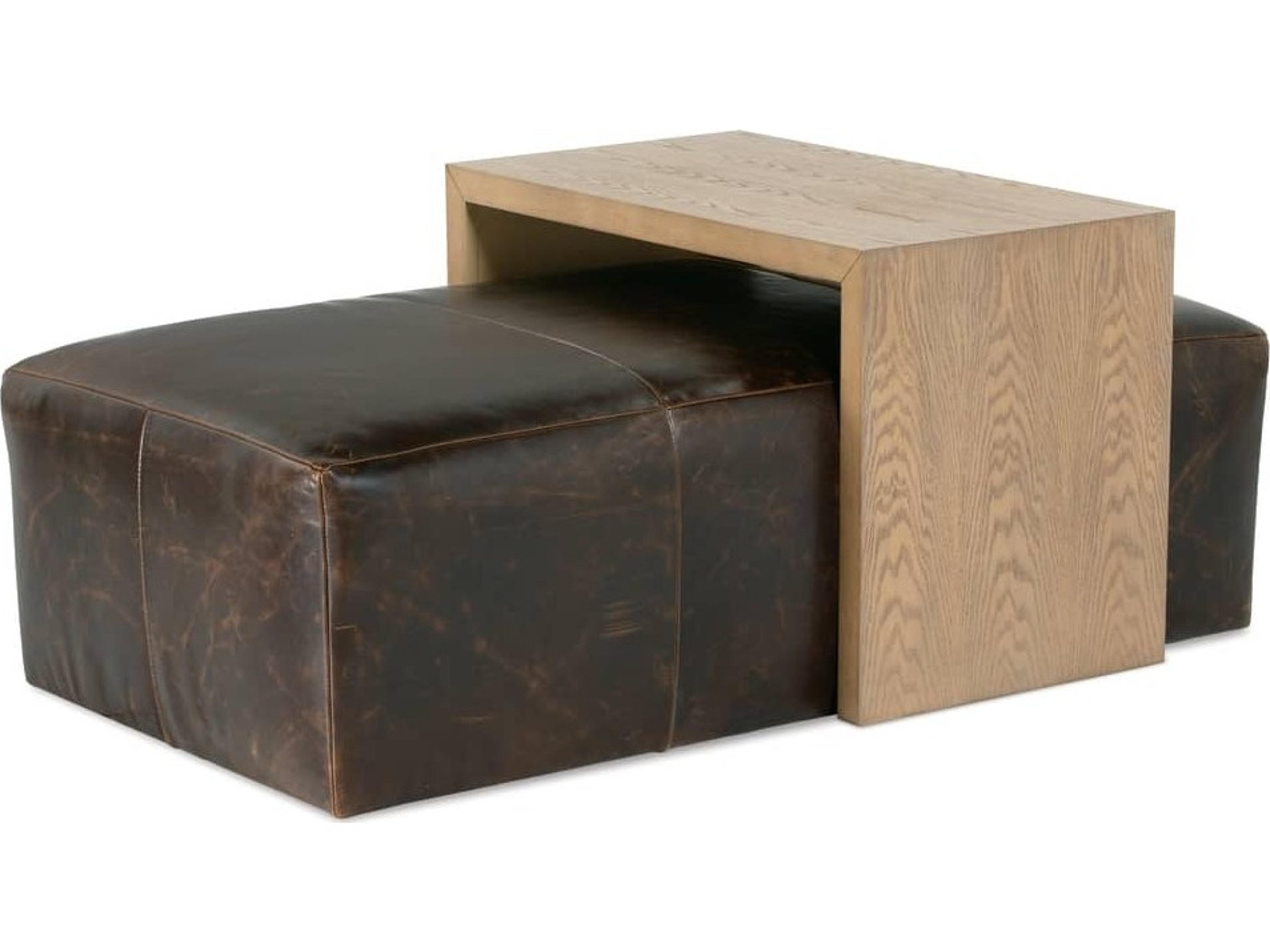 Rowe Macon Brown Leather Ottoman
